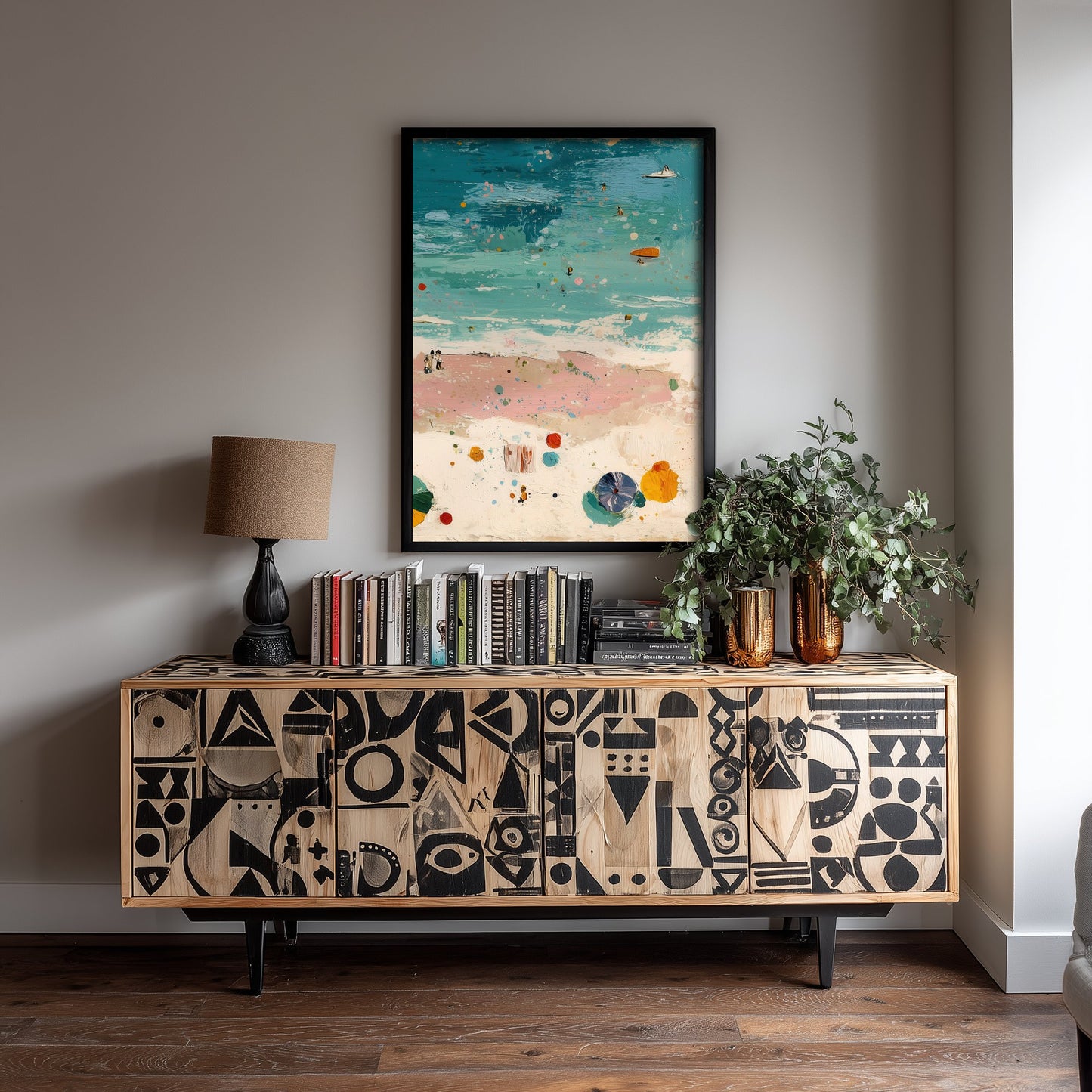 Blackpool Beach Travel Poster - Aerial Beach Art Print - Impasto Beach Painting - Lancashire Panel 3/3