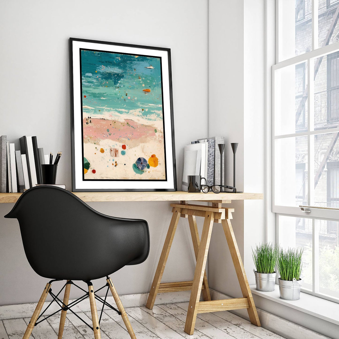 Blackpool Beach Travel Poster - Aerial Beach Art Print - Impasto Beach Painting - Lancashire Panel 3/3