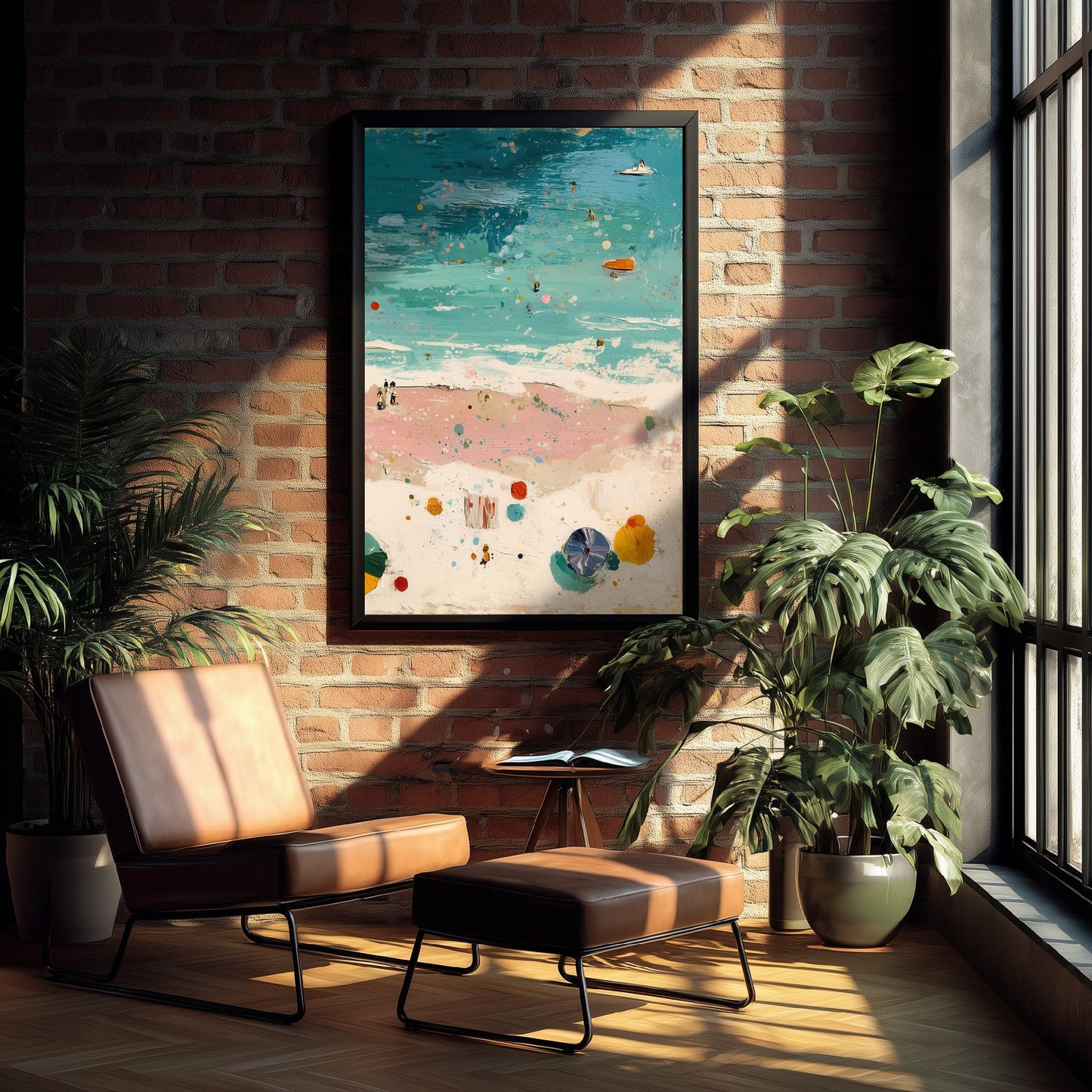 Blackpool Beach Travel Poster - Aerial Beach Art Print - Impasto Beach Painting - Lancashire Panel 3/3