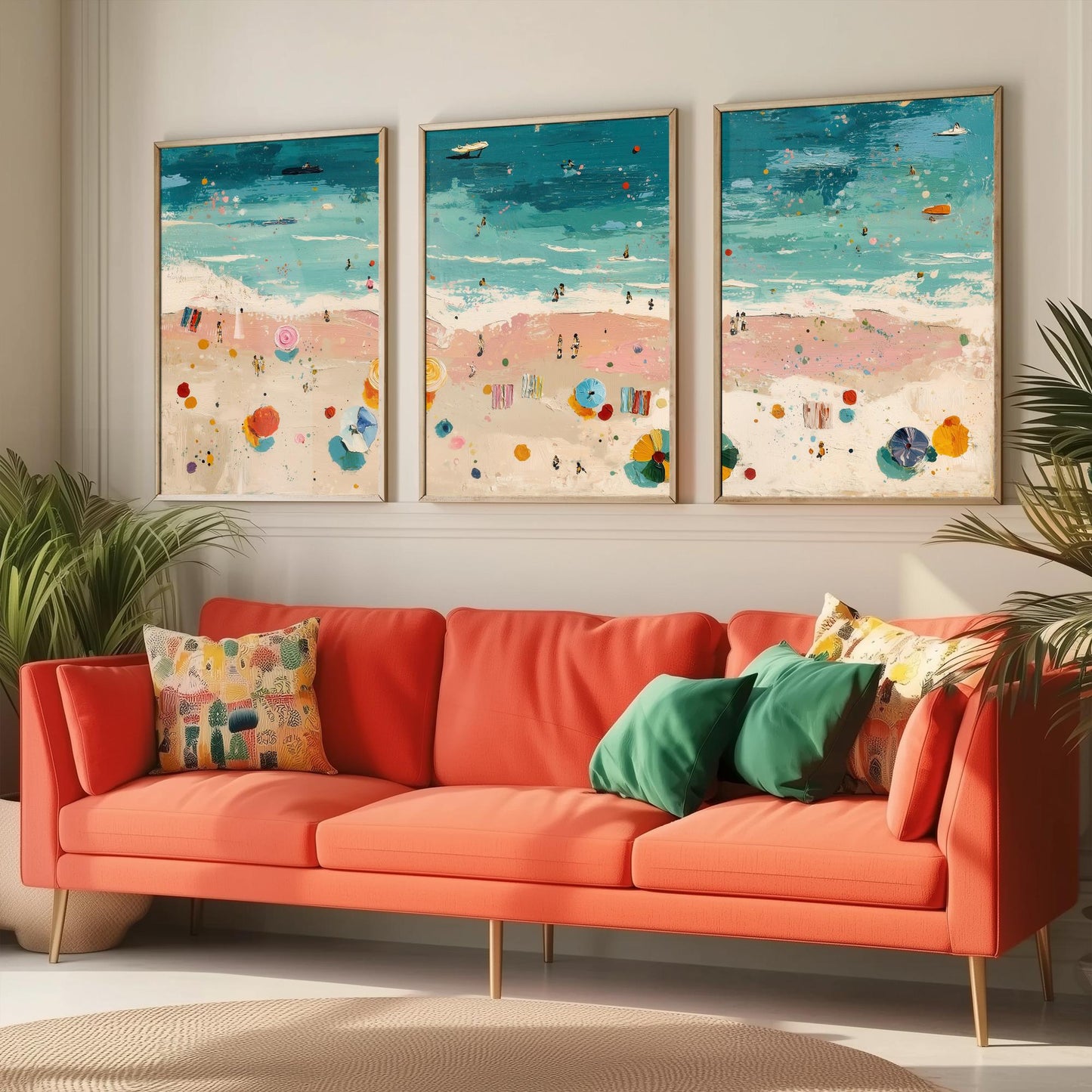 Blackpool Beach Set of Three Prints - Aerial Lancashire Coast Posters - Palette Knife Oil Painting - Seaside Resort Wall Art