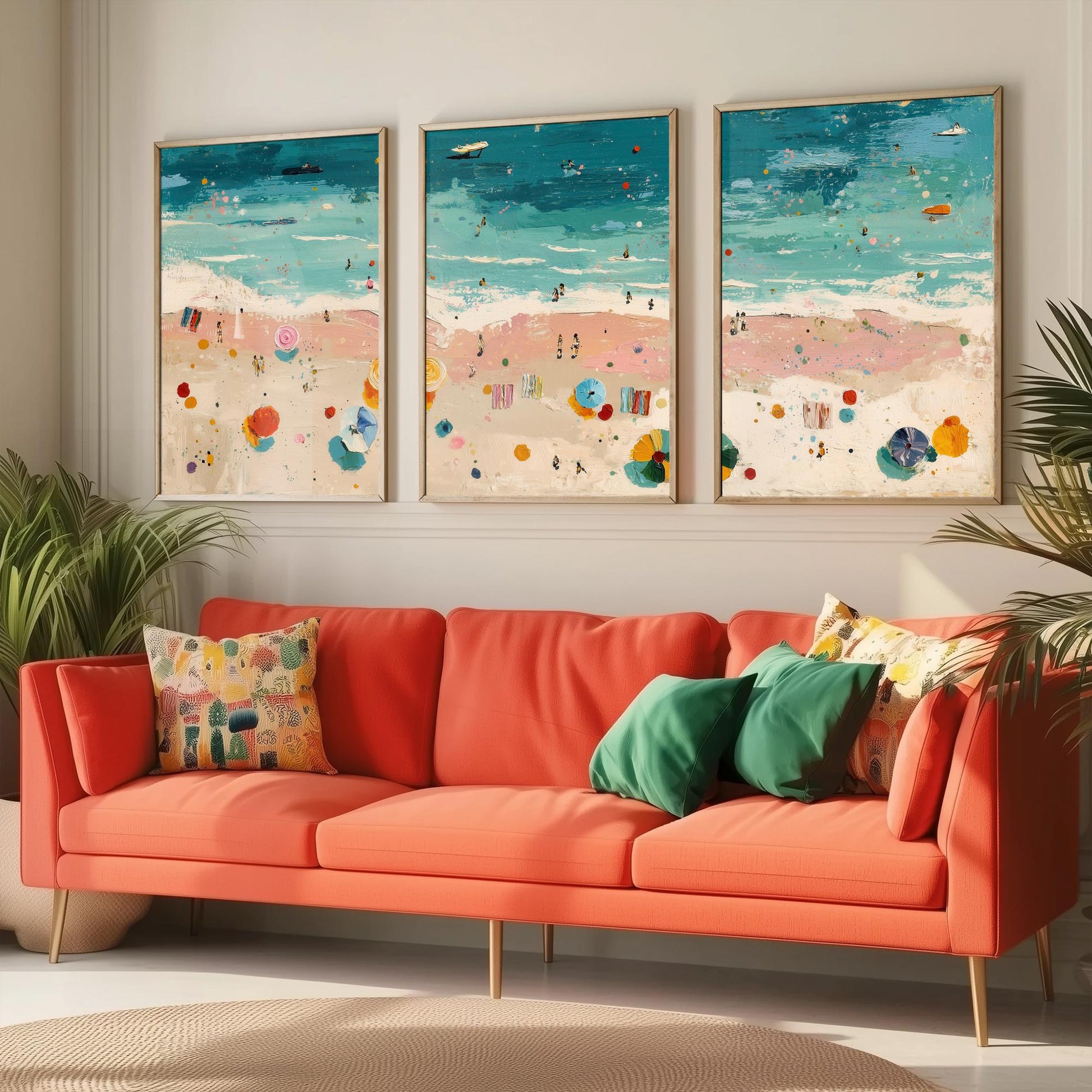 Blackpool Beach Set of Three Prints - Aerial Lancashire Coast Posters - Palette Knife Oil Painting - Seaside Resort Wall Art