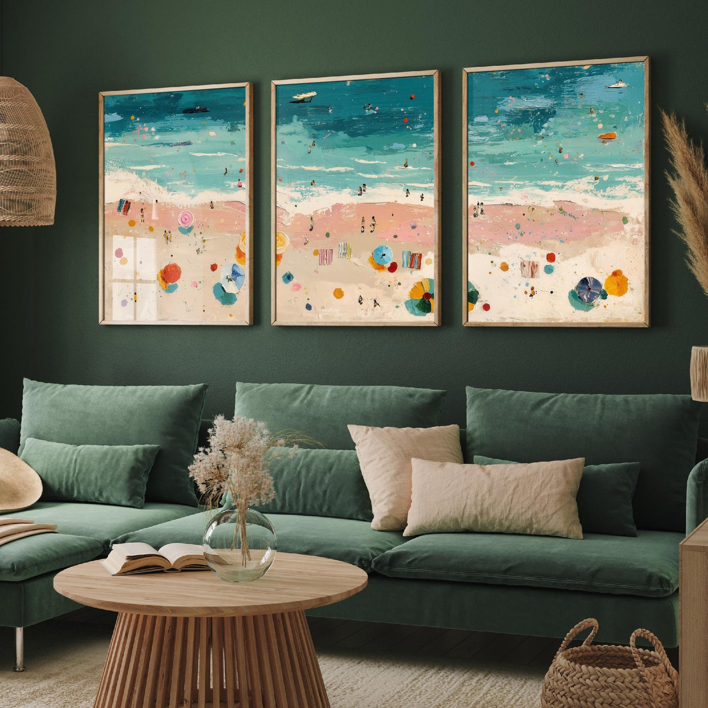 Blackpool Beach Set of Three Prints - Aerial Lancashire Coast Posters - Palette Knife Oil Painting - Seaside Resort Wall Art