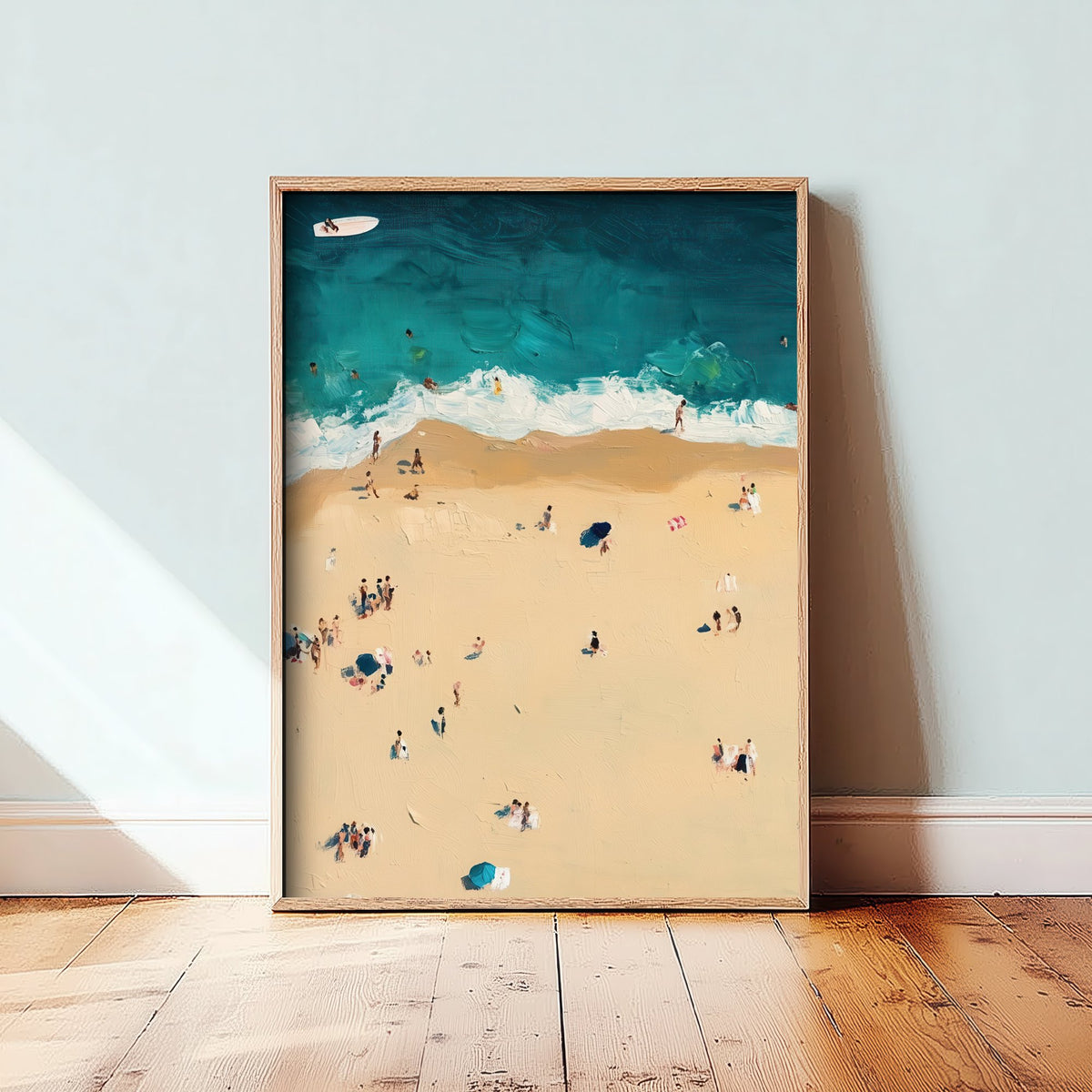 Bournemouth Beach Travel Poster - Aerial Beach Art Print - Impasto Beach Painting - Dorset Panel 1/3