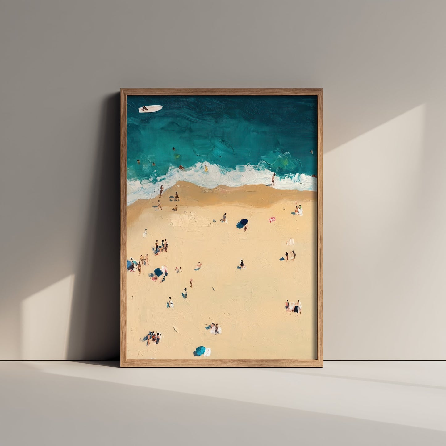 Bournemouth Beach Travel Poster - Aerial Beach Art Print - Impasto Beach Painting - Dorset Panel 1/3