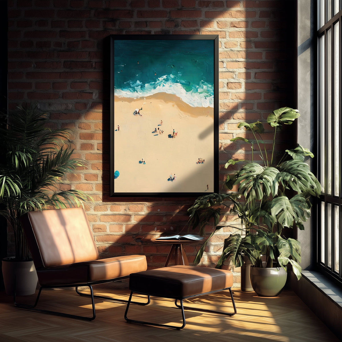 Bournemouth Beach Travel Poster - Aerial Beach Art Print - Impasto Beach Painting - Dorset Panel 2/3