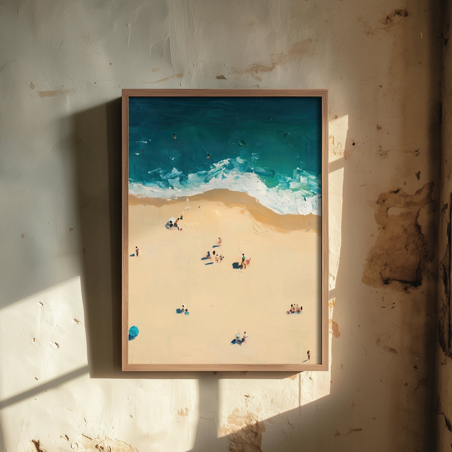 Bournemouth Beach Travel Poster - Aerial Beach Art Print - Impasto Beach Painting - Dorset Panel 2/3