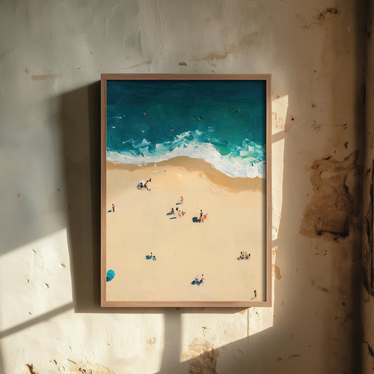 Bournemouth Beach Travel Poster - Aerial Beach Art Print - Impasto Beach Painting - Dorset Panel 2/3