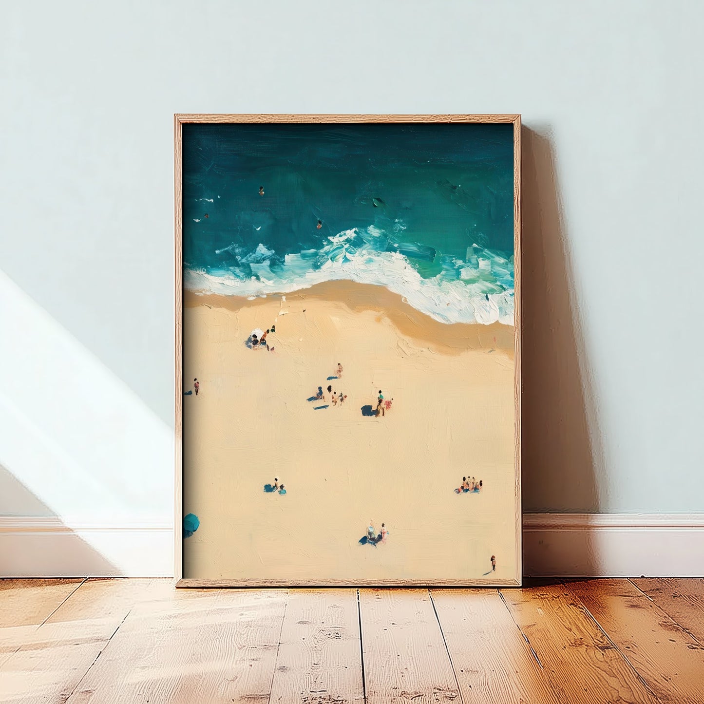 Bournemouth Beach Travel Poster - Aerial Beach Art Print - Impasto Beach Painting - Dorset Panel 2/3
