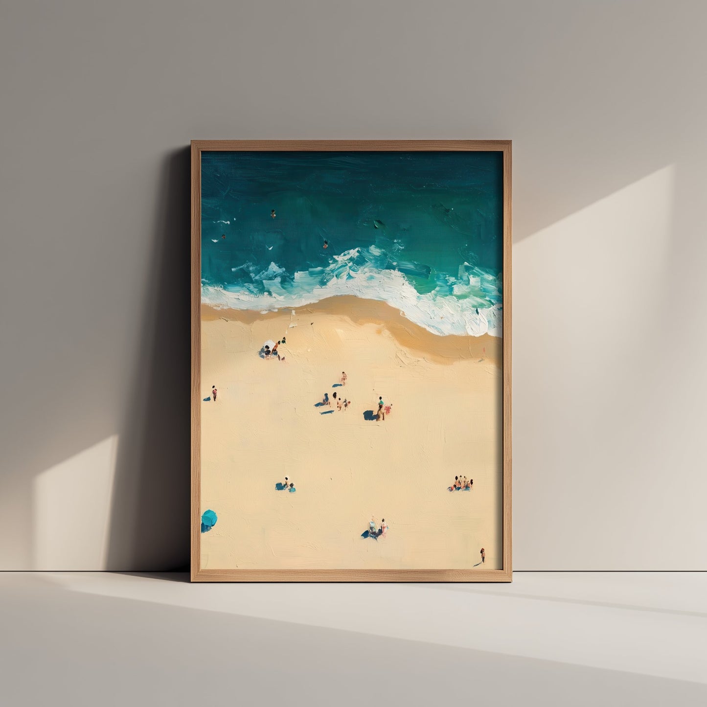 Bournemouth Beach Travel Poster - Aerial Beach Art Print - Impasto Beach Painting - Dorset Panel 2/3