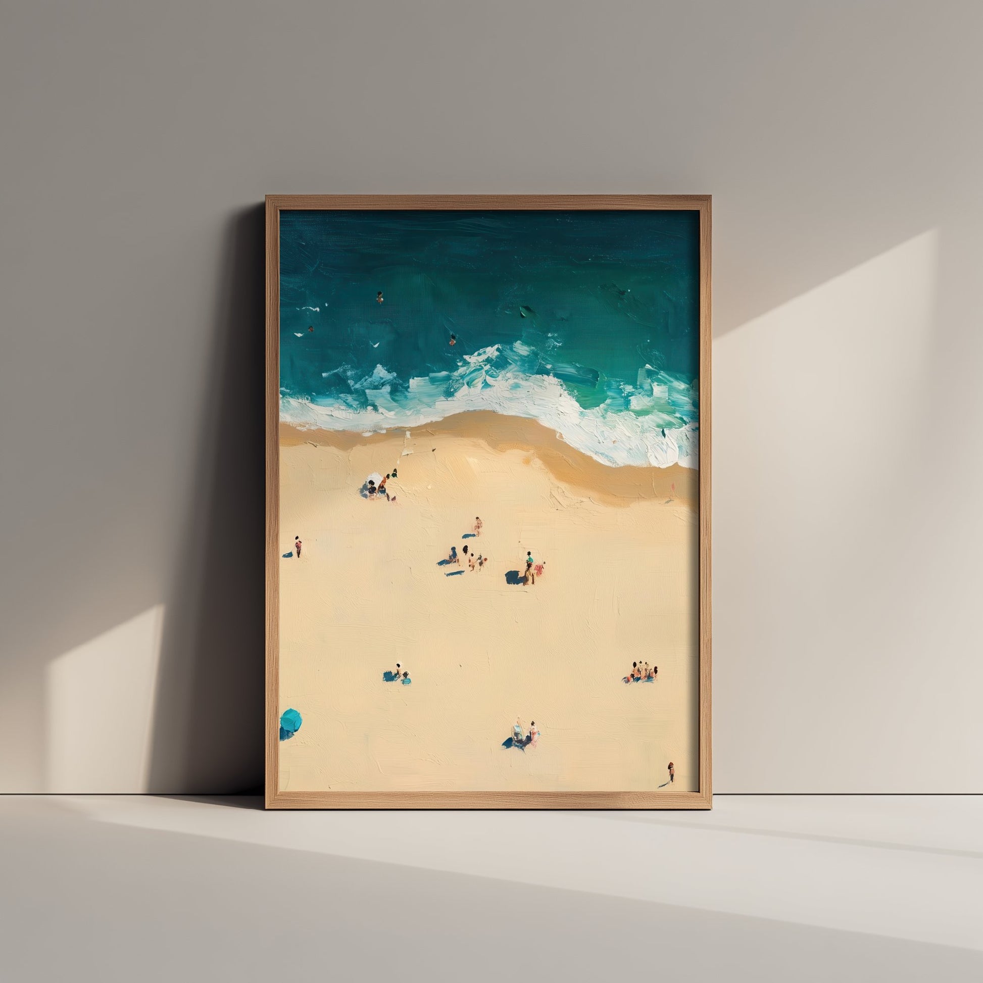 Bournemouth Beach Travel Poster - Aerial Beach Art Print - Impasto Beach Painting - Dorset Panel 2/3