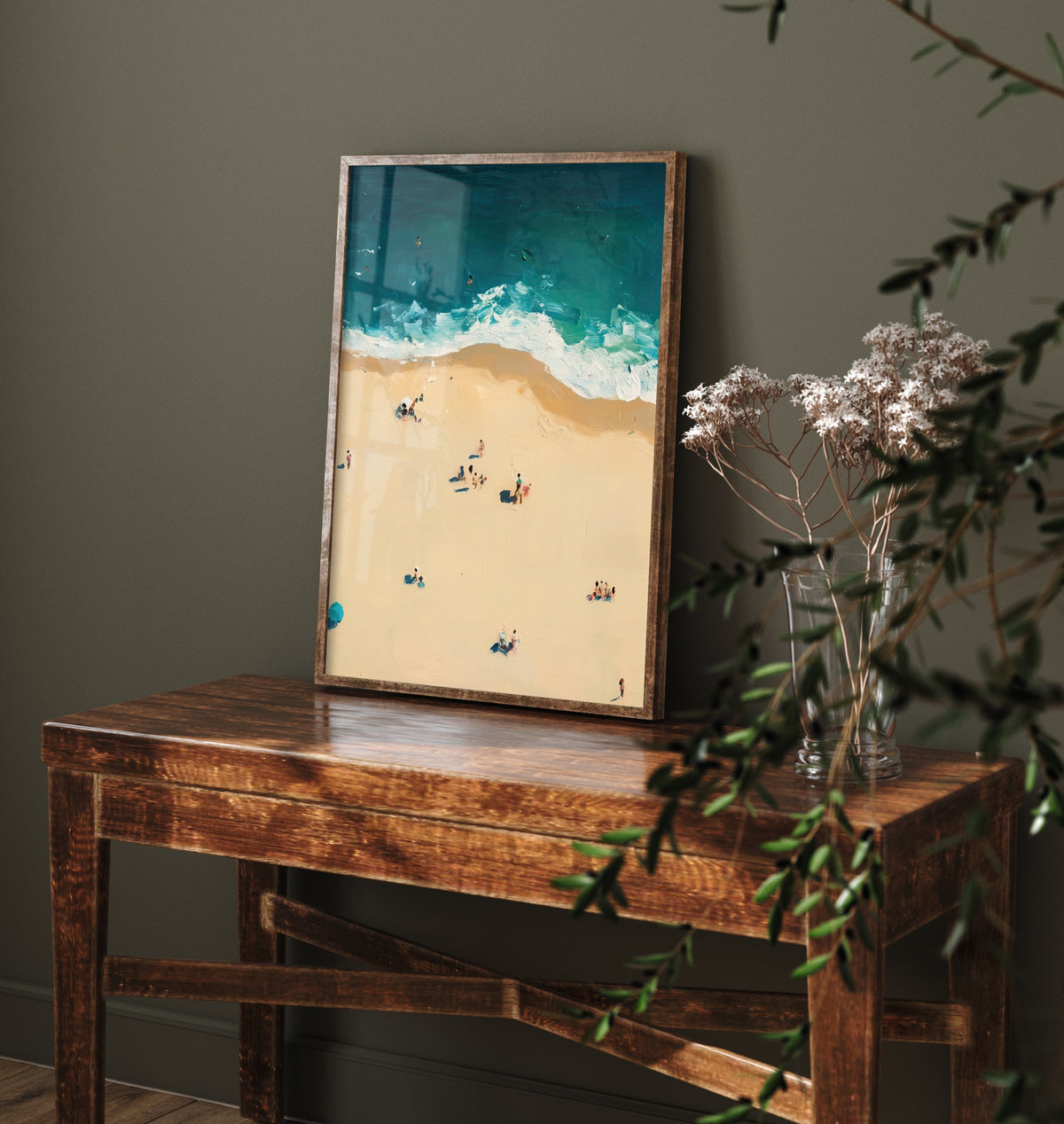 Bournemouth Beach Travel Poster - Aerial Beach Art Print - Impasto Beach Painting - Dorset Panel 2/3