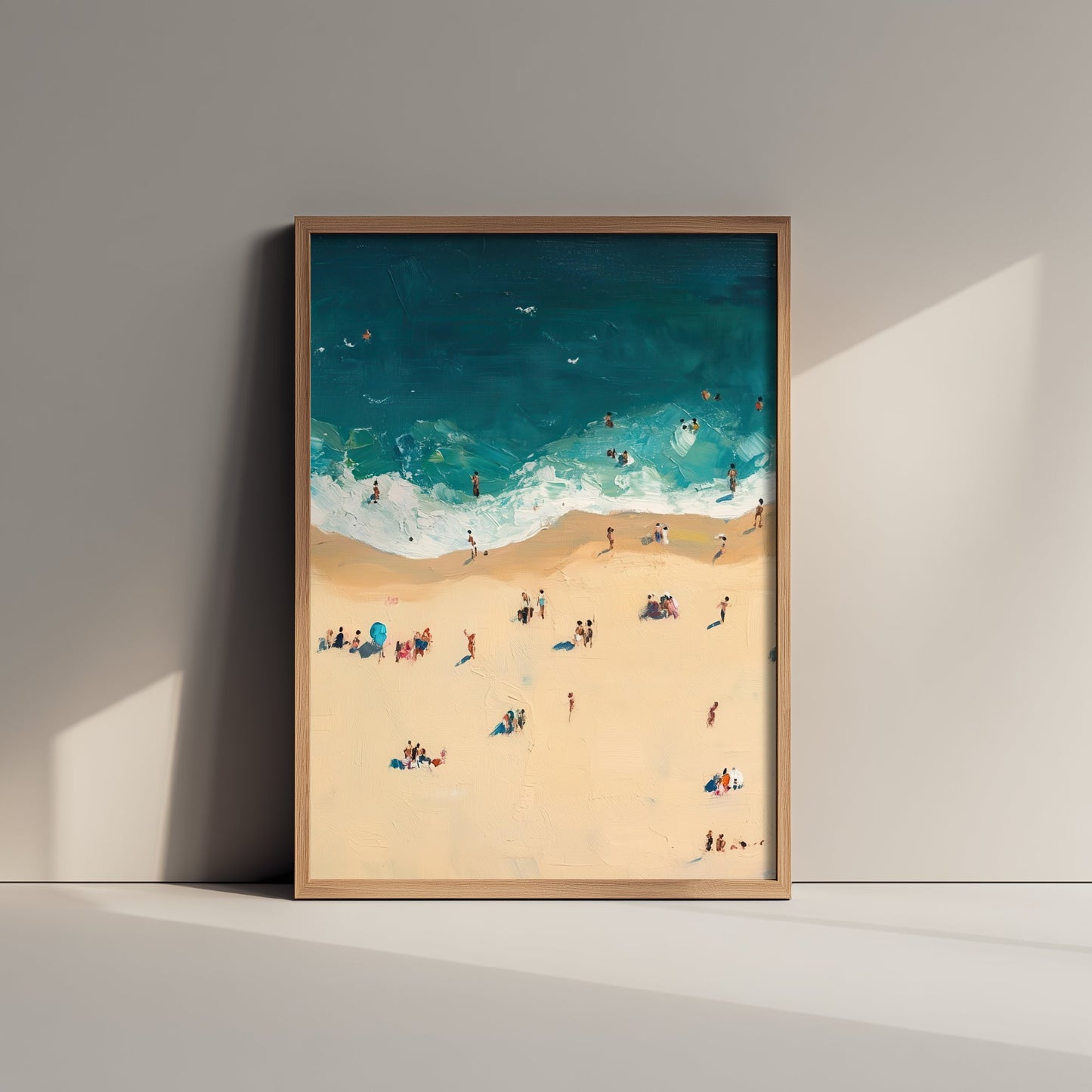 Bournemouth Beach Travel Poster - Aerial Beach Art Print - Impasto Beach Painting - Dorset Panel 3/3