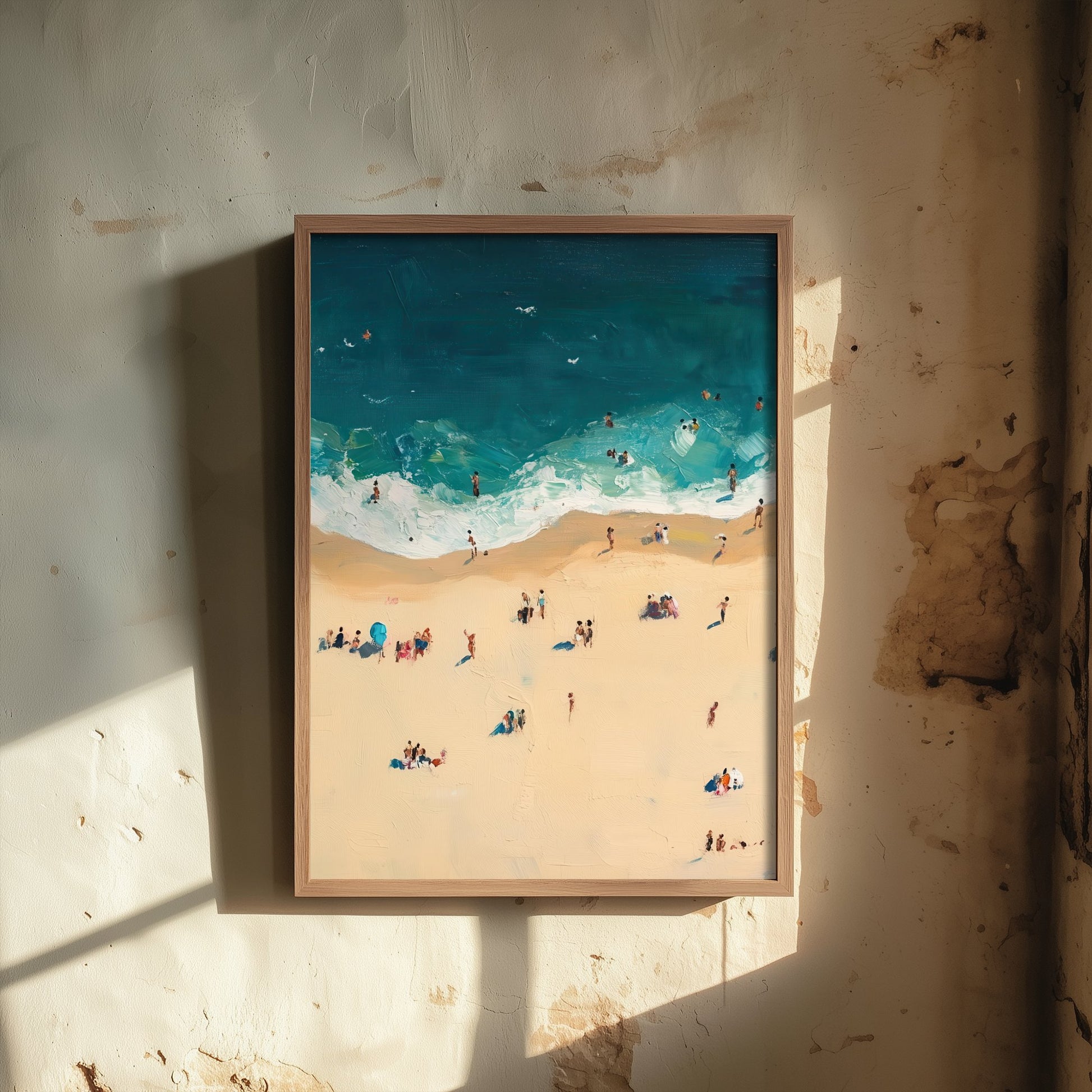 Bournemouth Beach Travel Poster - Aerial Beach Art Print - Impasto Beach Painting - Dorset Panel 3/3