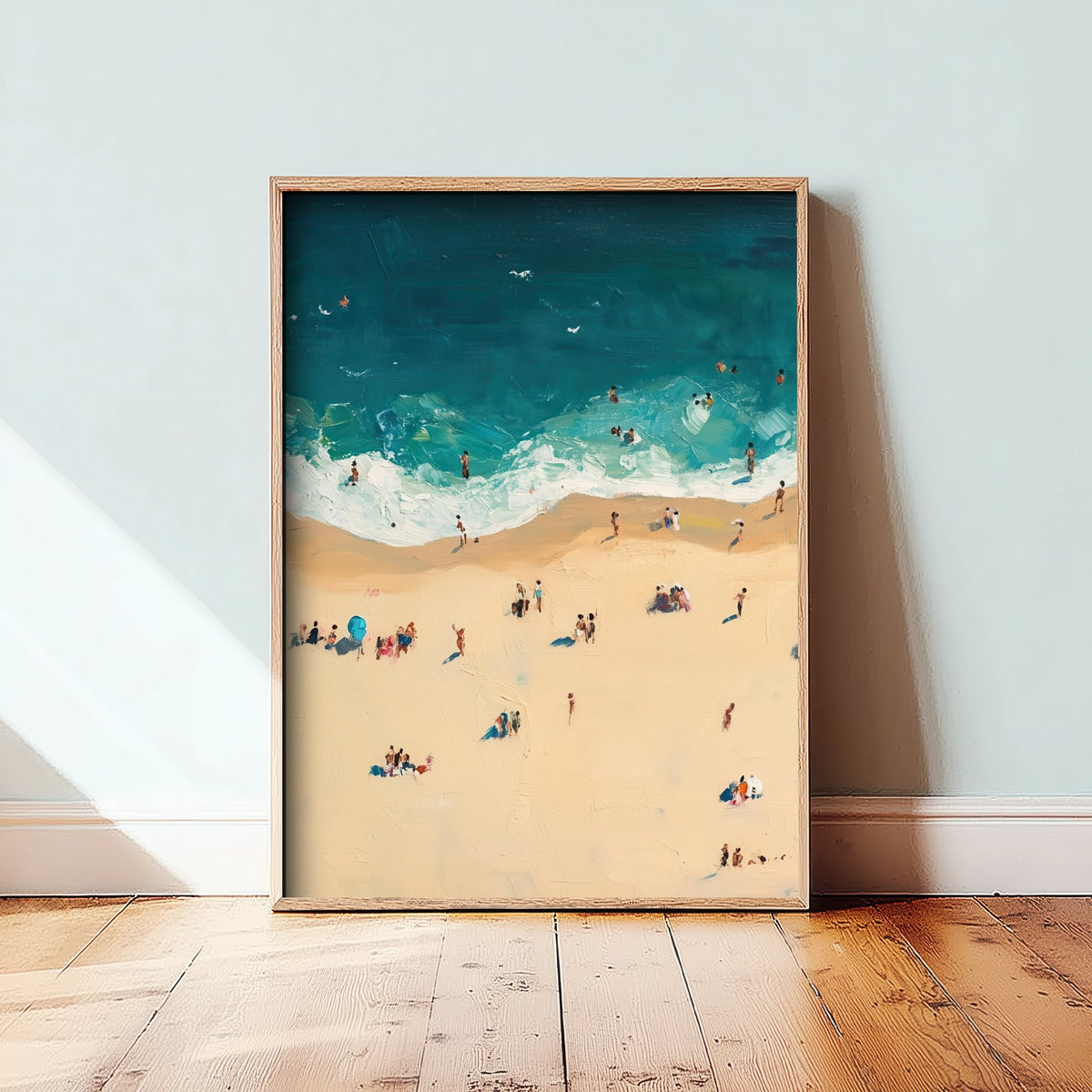 Bournemouth Beach Travel Poster - Aerial Beach Art Print - Impasto Beach Painting - Dorset Panel 3/3