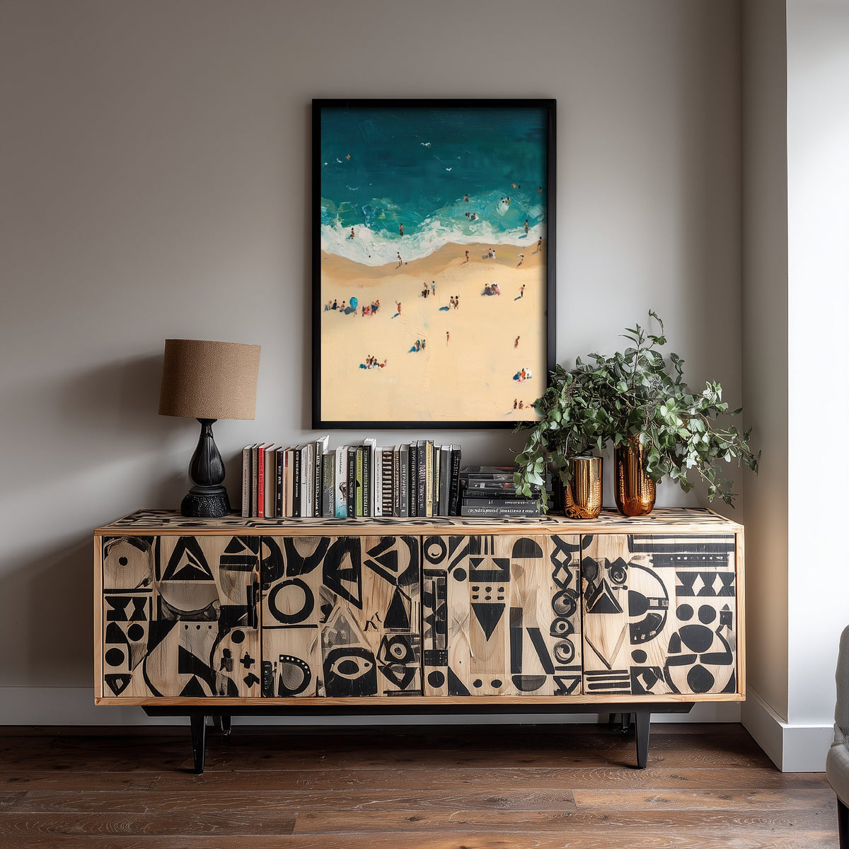 Bournemouth Beach Travel Poster - Aerial Beach Art Print - Impasto Beach Painting - Dorset Panel 3/3
