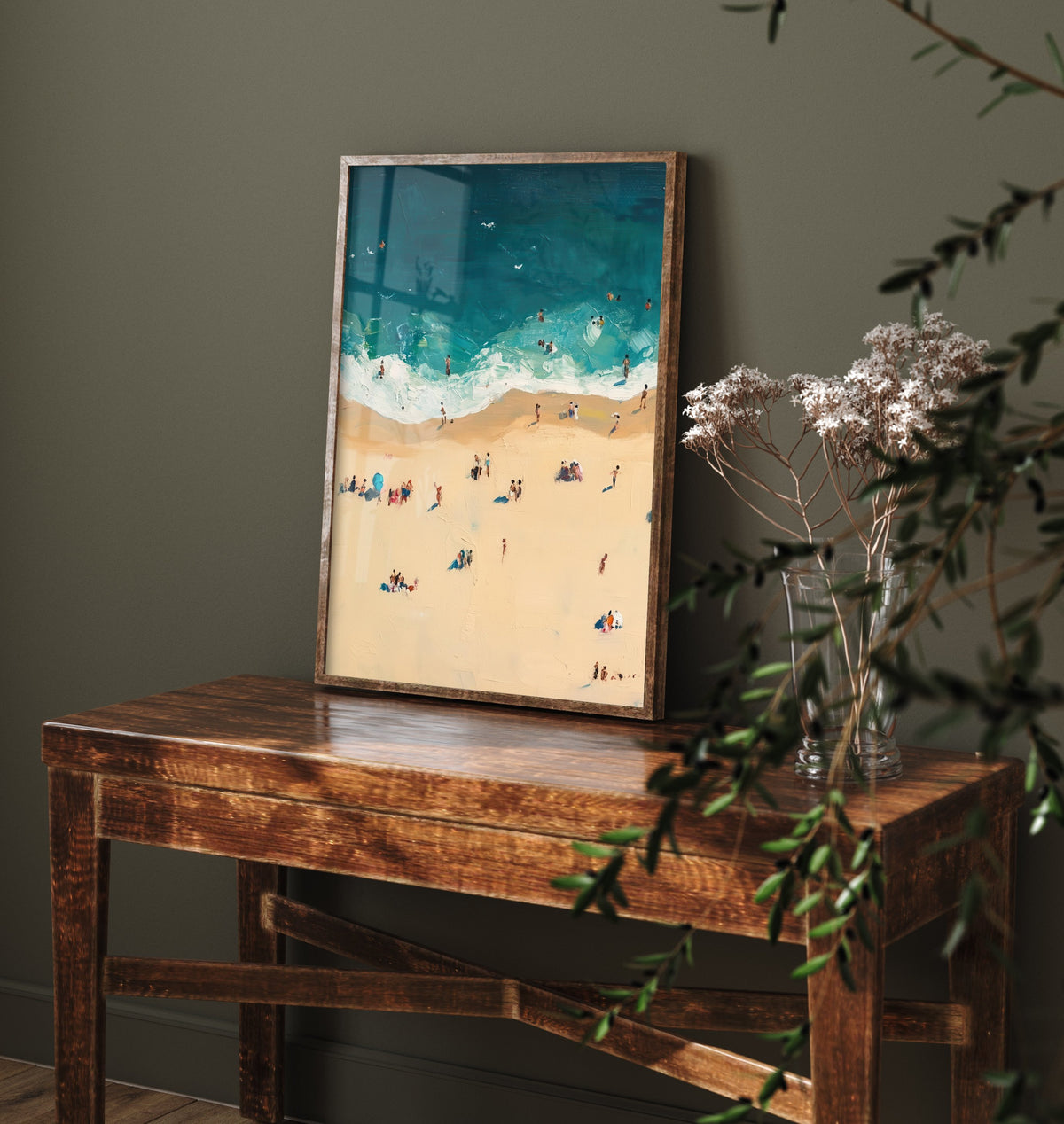 Bournemouth Beach Travel Poster - Aerial Beach Art Print - Impasto Beach Painting - Dorset Panel 3/3