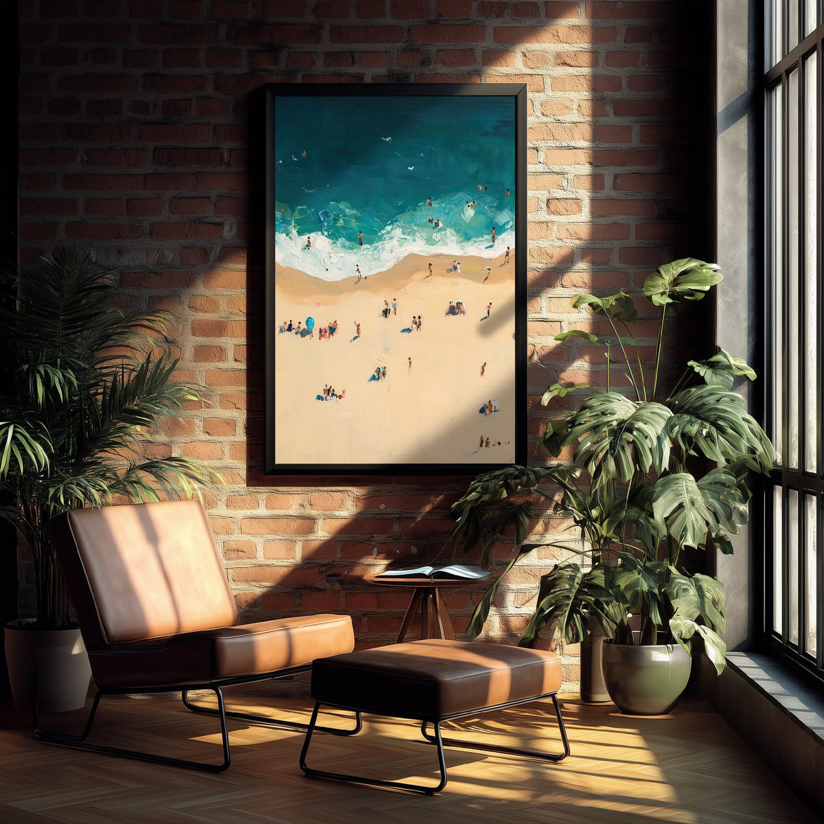 Bournemouth Beach Travel Poster - Aerial Beach Art Print - Impasto Beach Painting - Dorset Panel 3/3