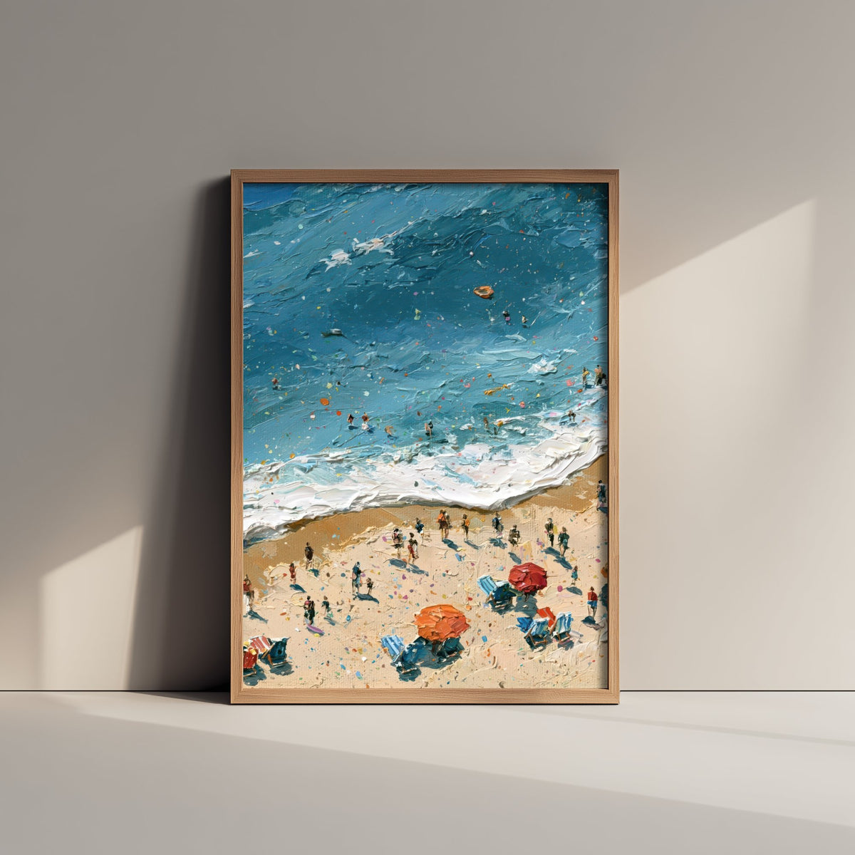 Brighton Beach Travel Poster - Aerial Beach Art Print - Impasto Beach Painting - East Sussex Panel 2/3