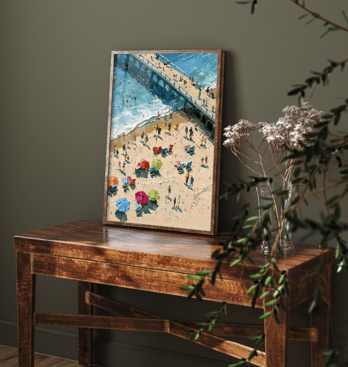 Brighton Beach Travel Poster - Aerial Beach Art Print - Impasto Beach Painting - East Sussex Panel 3/3