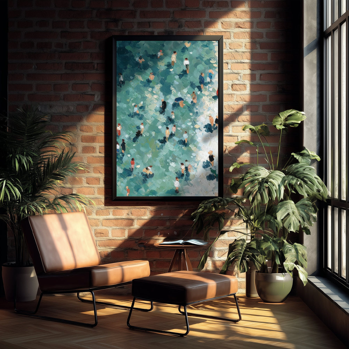 Camber Sands Travel Poster - Aerial Beach Art Print - Impasto Beach Painting - East Sussex Panel 2/3