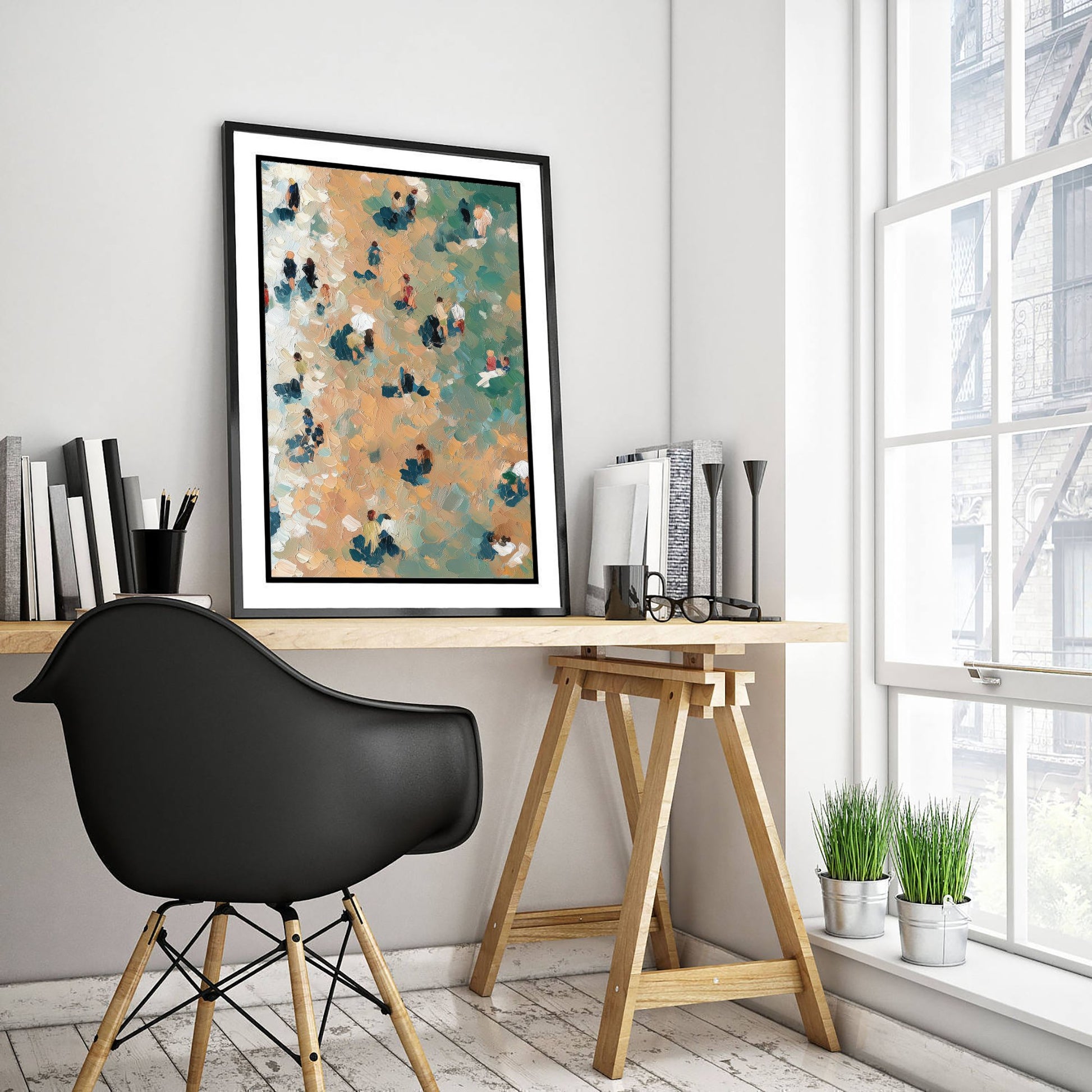 Camber Sands Travel Poster - Aerial Beach Art Print - Impasto Beach Painting - East Sussex Panel 3/3