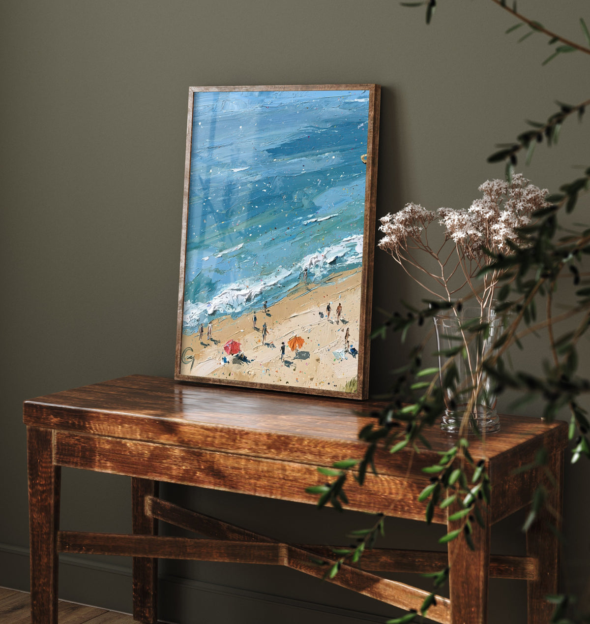Cromer Beach Travel Poster - Aerial Beach Art Print - Impasto Beach Painting - Norfolk Panel 1/3