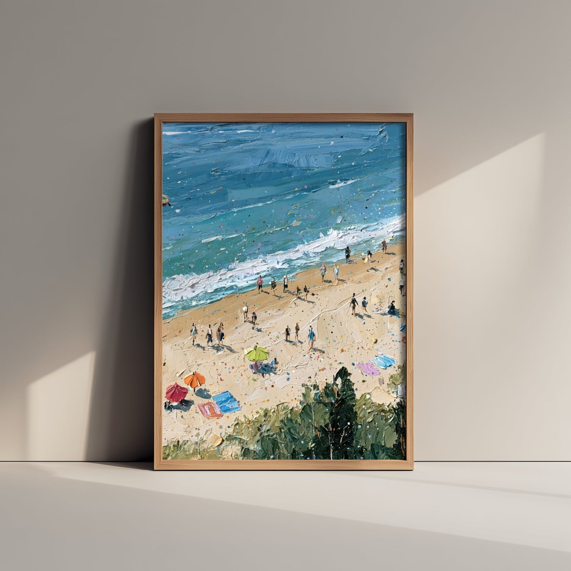 Cromer Beach Travel Poster - Aerial Beach Art Print - Impasto Beach Painting - Norfolk Panel 2/3