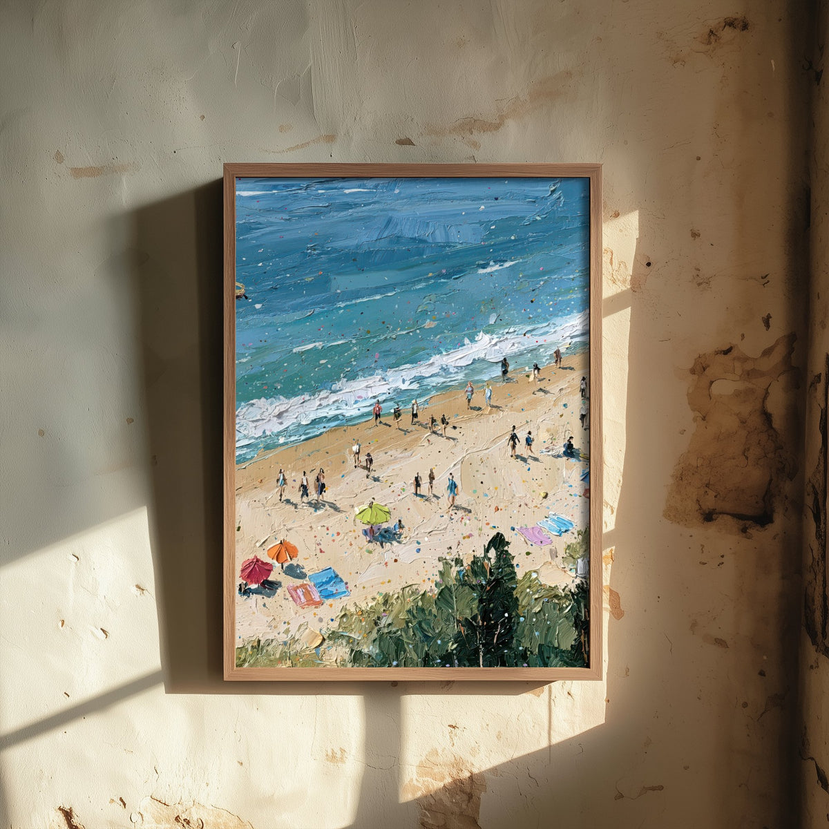 Cromer Beach Travel Poster - Aerial Beach Art Print - Impasto Beach Painting - Norfolk Panel 2/3