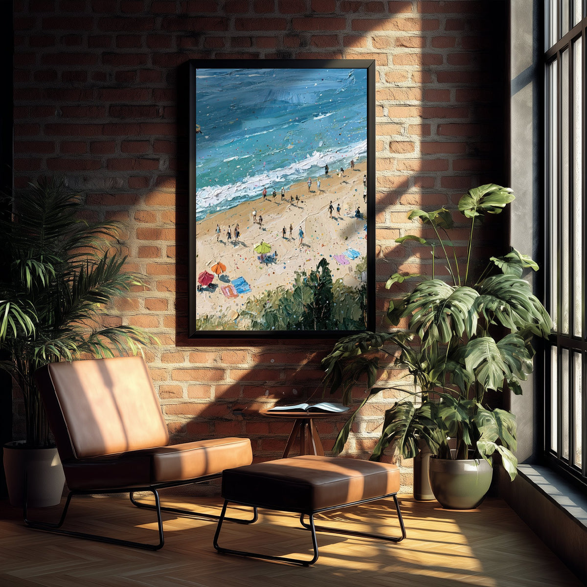 Cromer Beach Travel Poster - Aerial Beach Art Print - Impasto Beach Painting - Norfolk Panel 2/3