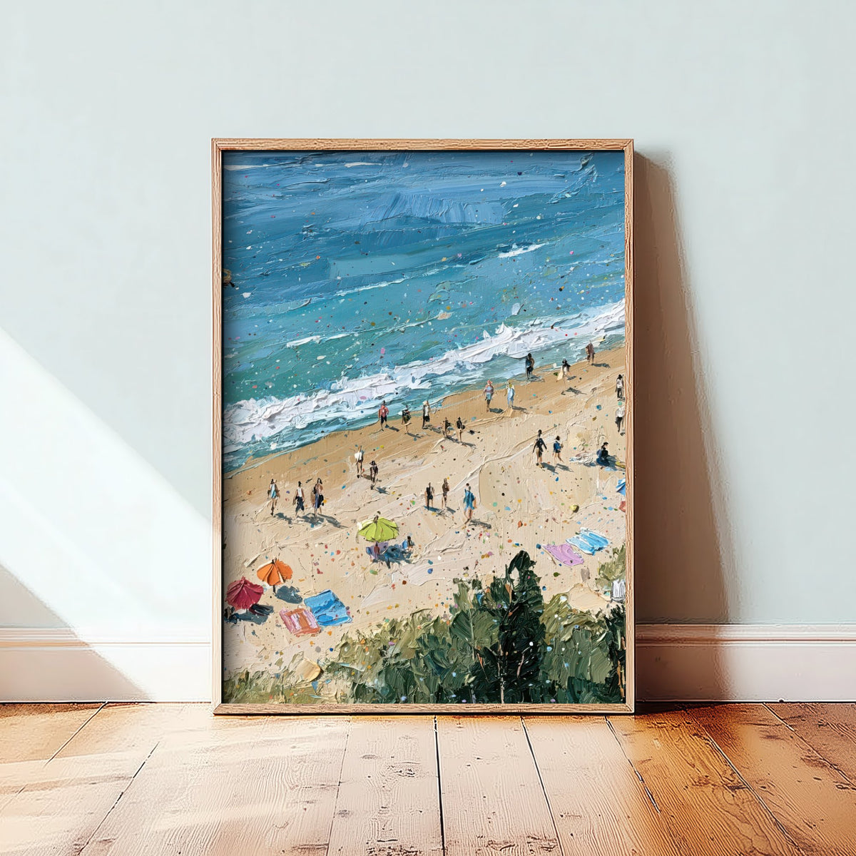 Cromer Beach Travel Poster - Aerial Beach Art Print - Impasto Beach Painting - Norfolk Panel 2/3
