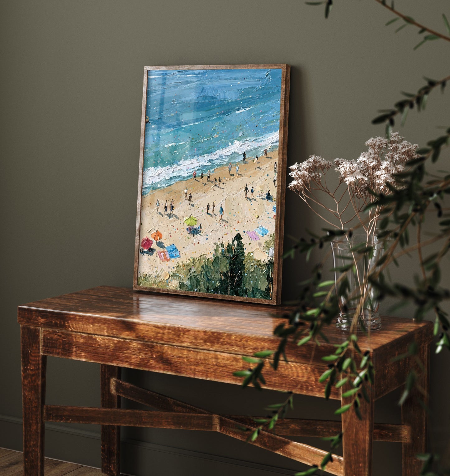 Cromer Beach Travel Poster - Aerial Beach Art Print - Impasto Beach Painting - Norfolk Panel 2/3