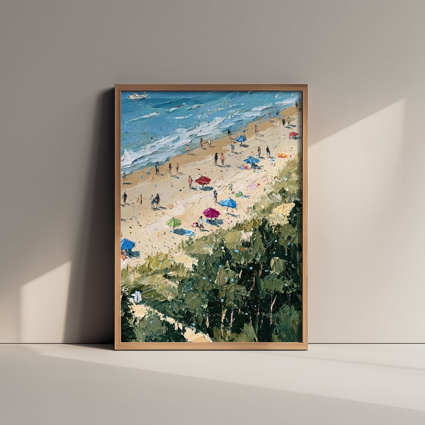 Cromer Beach Travel Poster - Aerial Beach Art Print - Impasto Beach Painting - Norfolk Panel 3/3