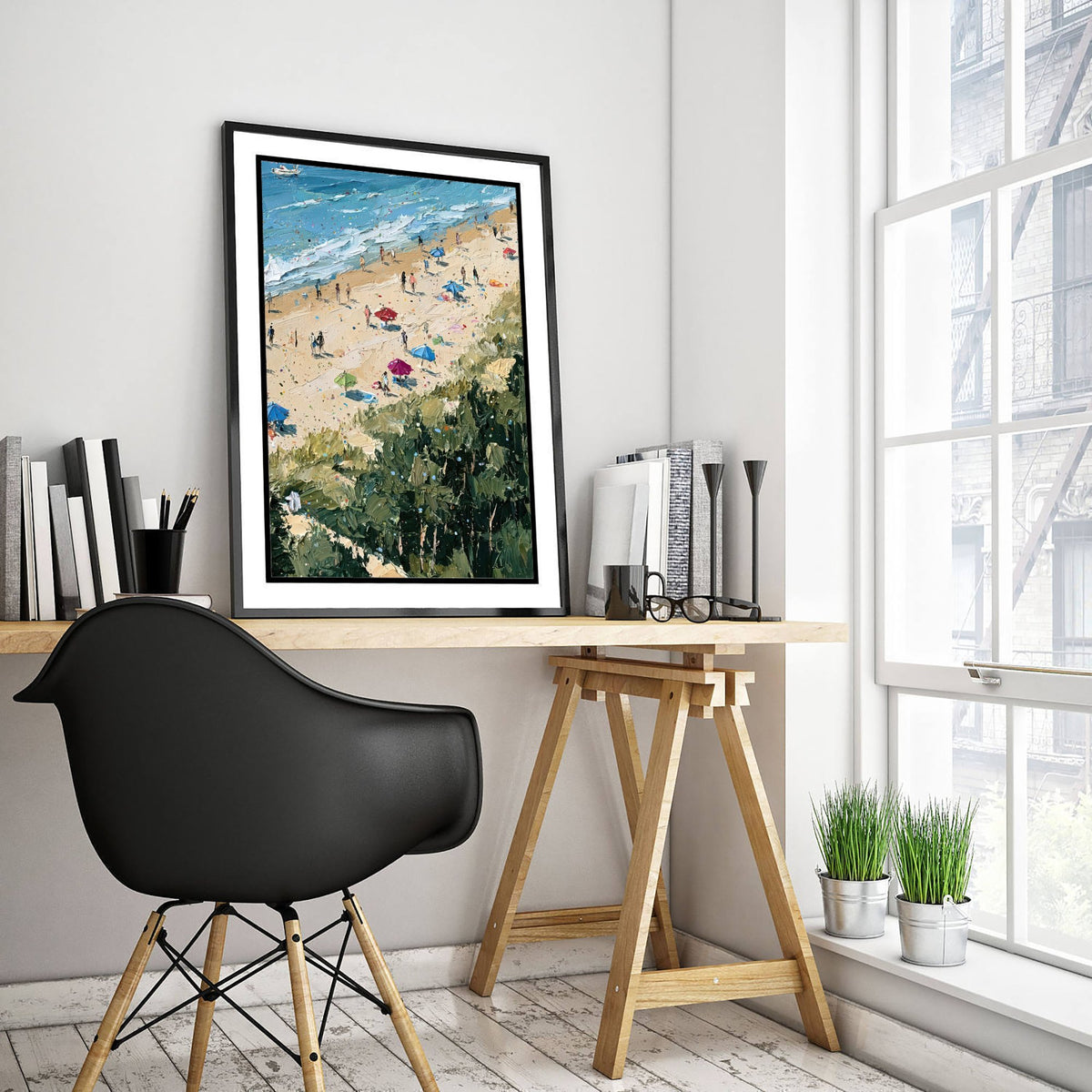 Cromer Beach Travel Poster - Aerial Beach Art Print - Impasto Beach Painting - Norfolk Panel 3/3