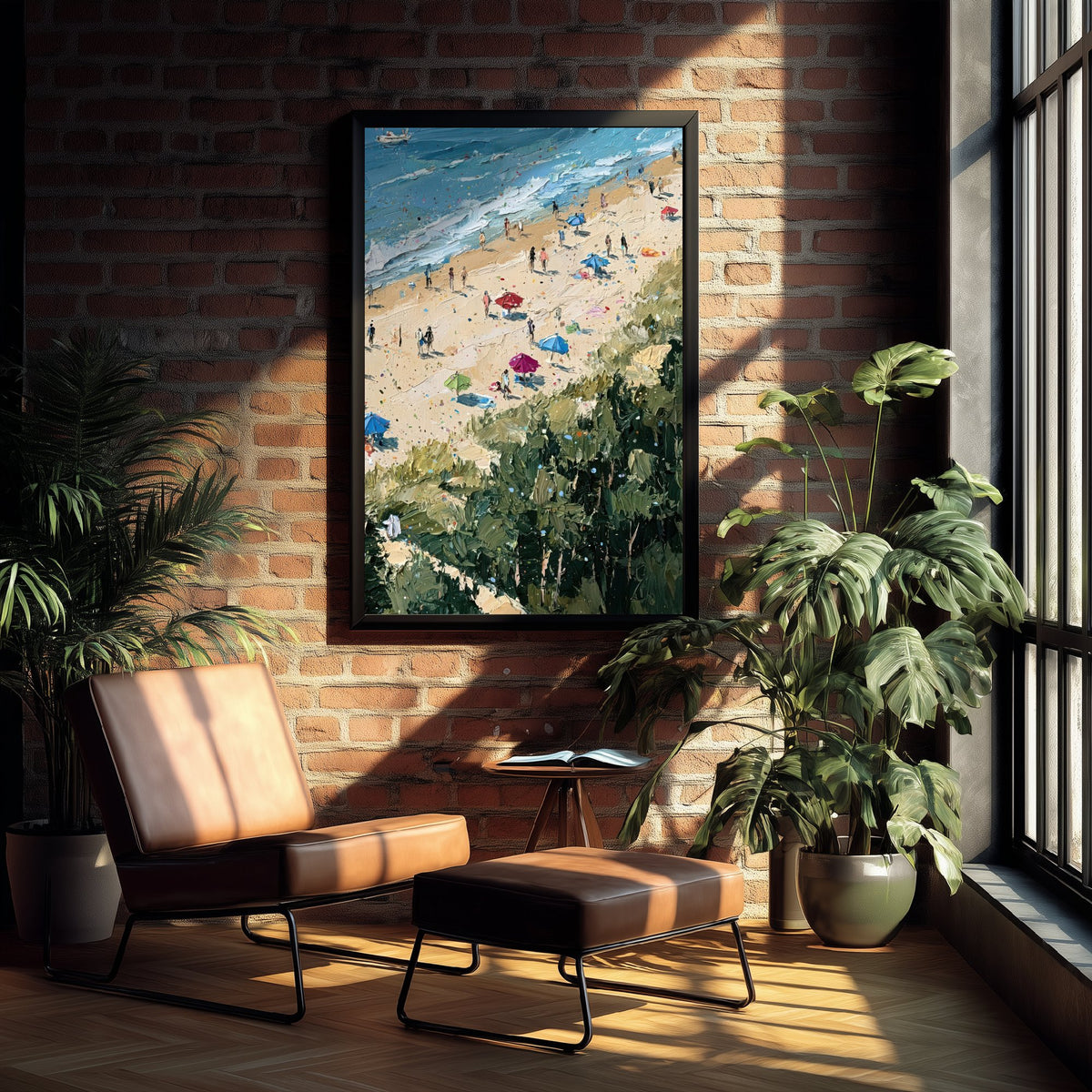 Cromer Beach Travel Poster - Aerial Beach Art Print - Impasto Beach Painting - Norfolk Panel 3/3