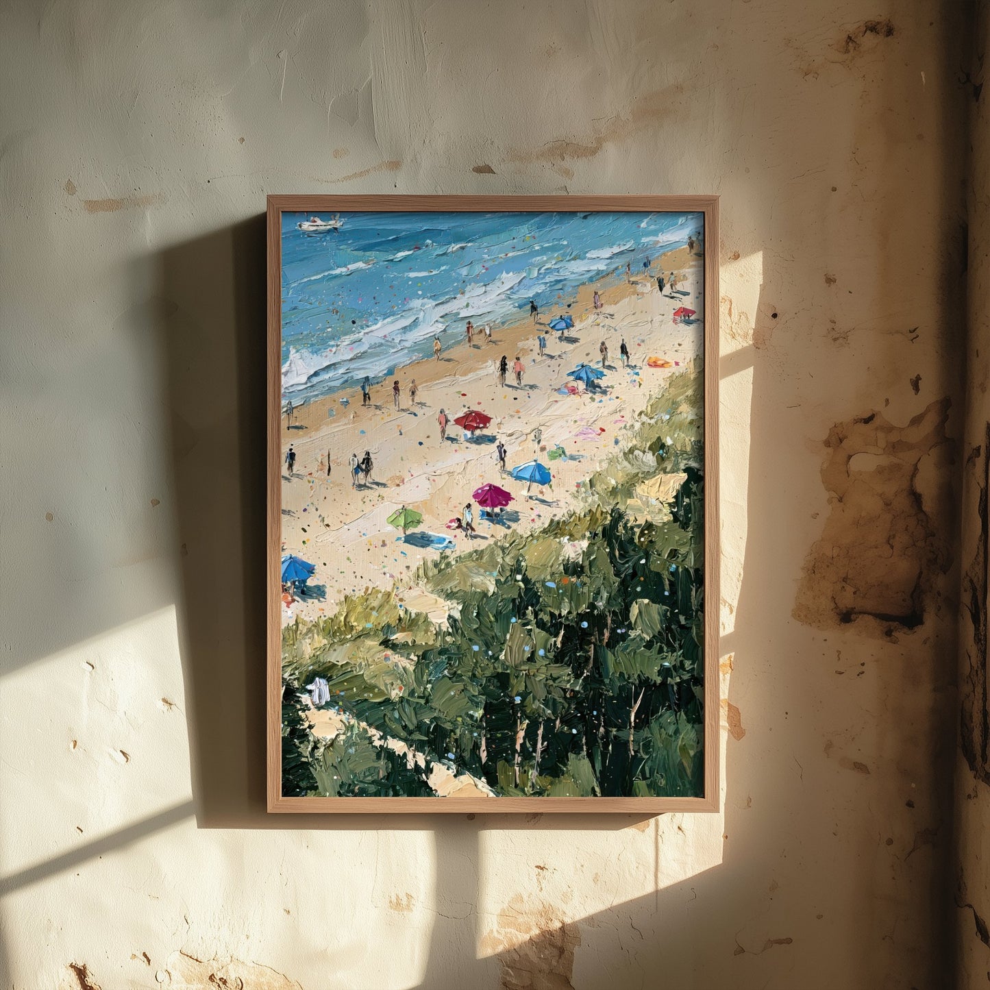 Cromer Beach Travel Poster - Aerial Beach Art Print - Impasto Beach Painting - Norfolk Panel 3/3