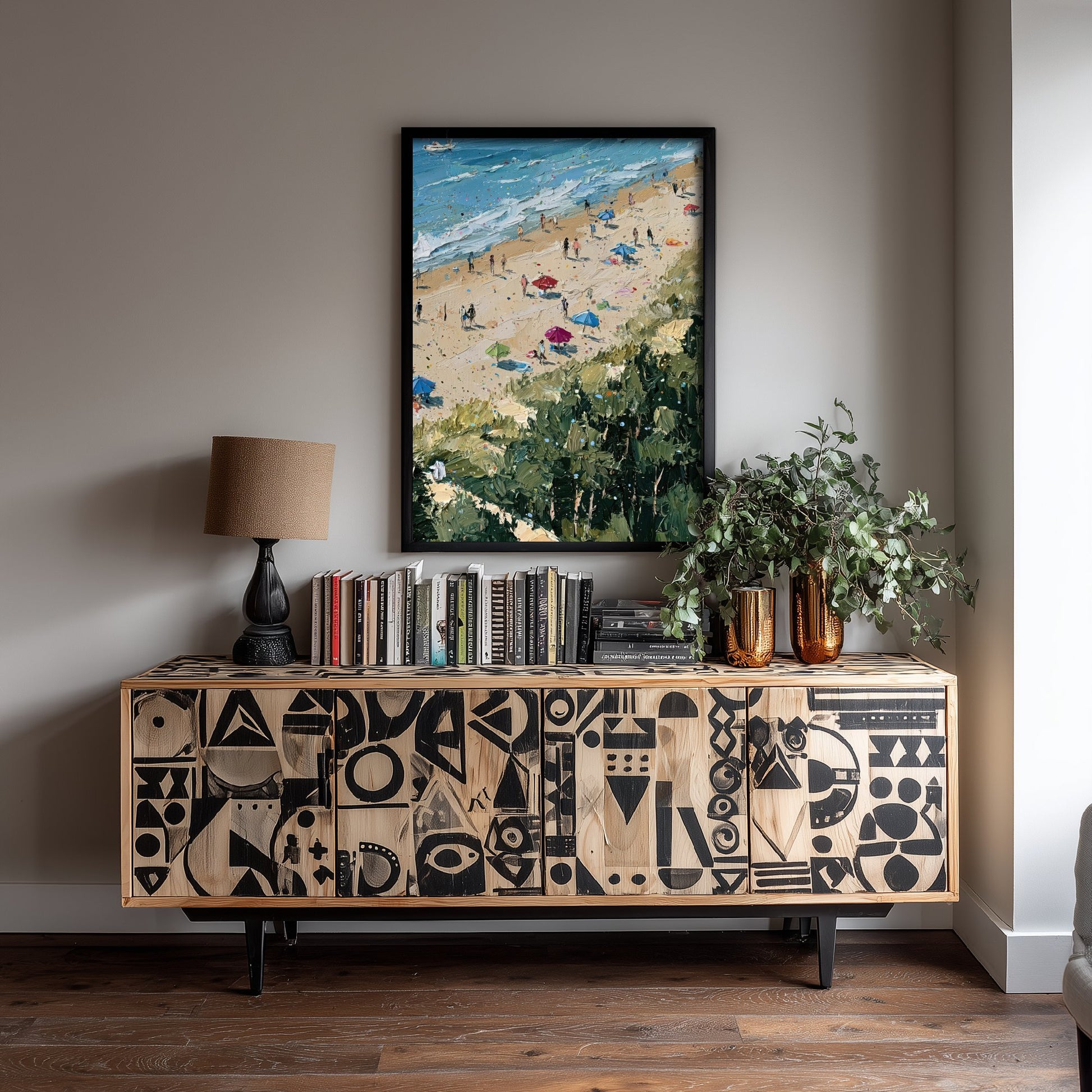 Cromer Beach Travel Poster - Aerial Beach Art Print - Impasto Beach Painting - Norfolk Panel 3/3