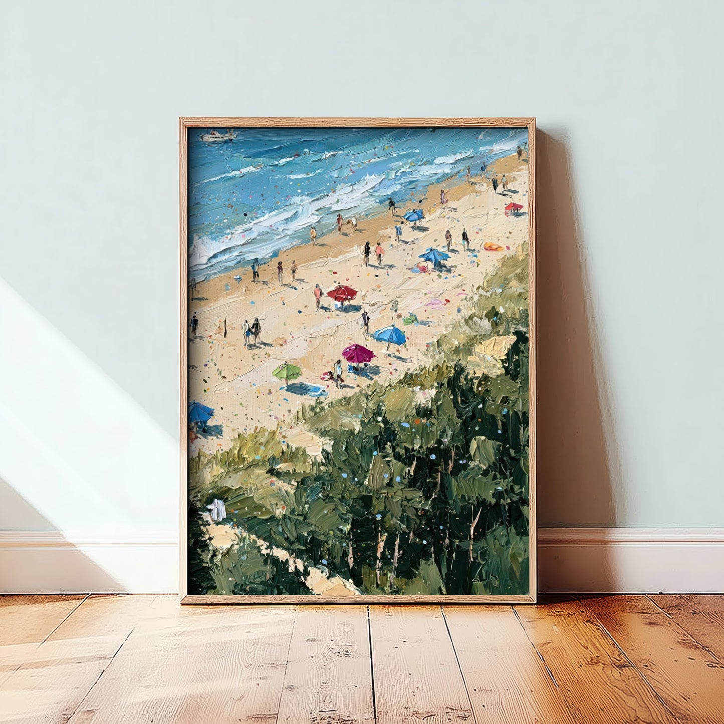 Cromer Beach Travel Poster - Aerial Beach Art Print - Impasto Beach Painting - Norfolk Panel 3/3