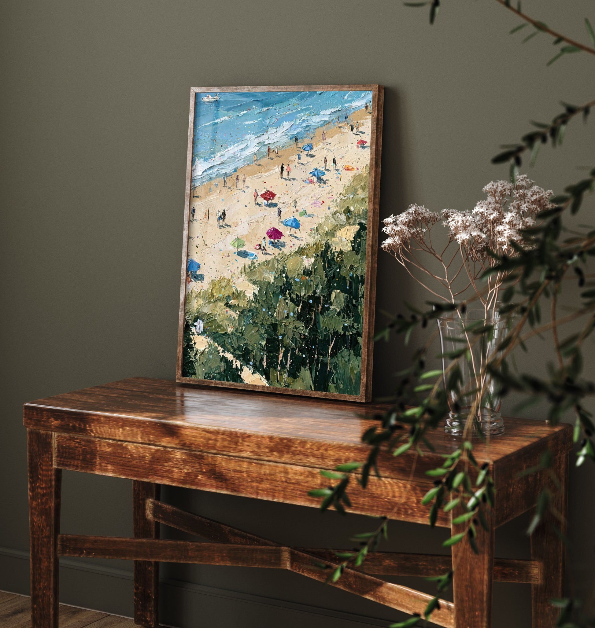 Cromer Beach Travel Poster - Aerial Beach Art Print - Impasto Beach Painting - Norfolk Panel 3/3