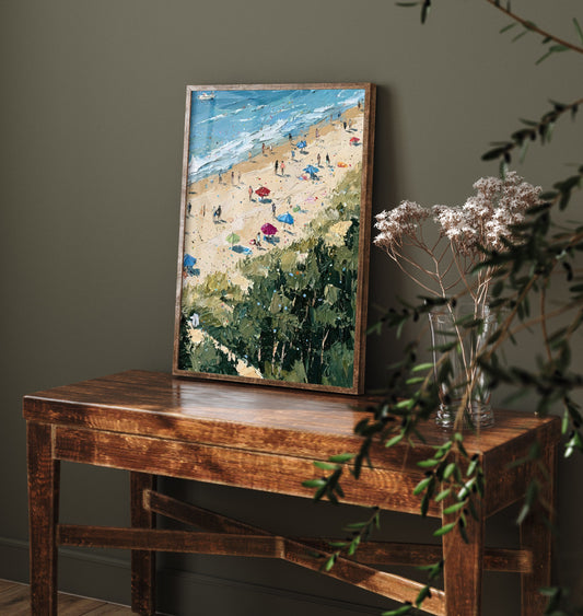 Cromer Beach Travel Poster - Aerial Beach Art Print - Impasto Beach Painting - Norfolk Panel 3/3