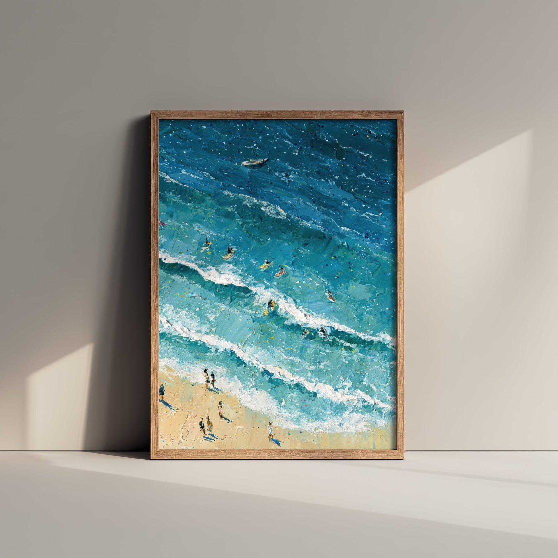 Fistral Beach Newquay Travel Poster - Aerial Beach Art Print - Impasto Beach Painting - Cornwall Panel 3/3