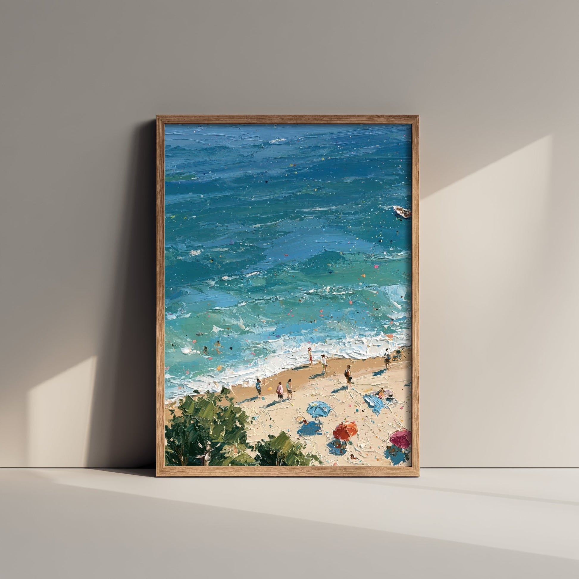 Formby Beach Travel Poster - Aerial Beach Art Print - Impasto Beach Painting - Merseyside Panel 1/3