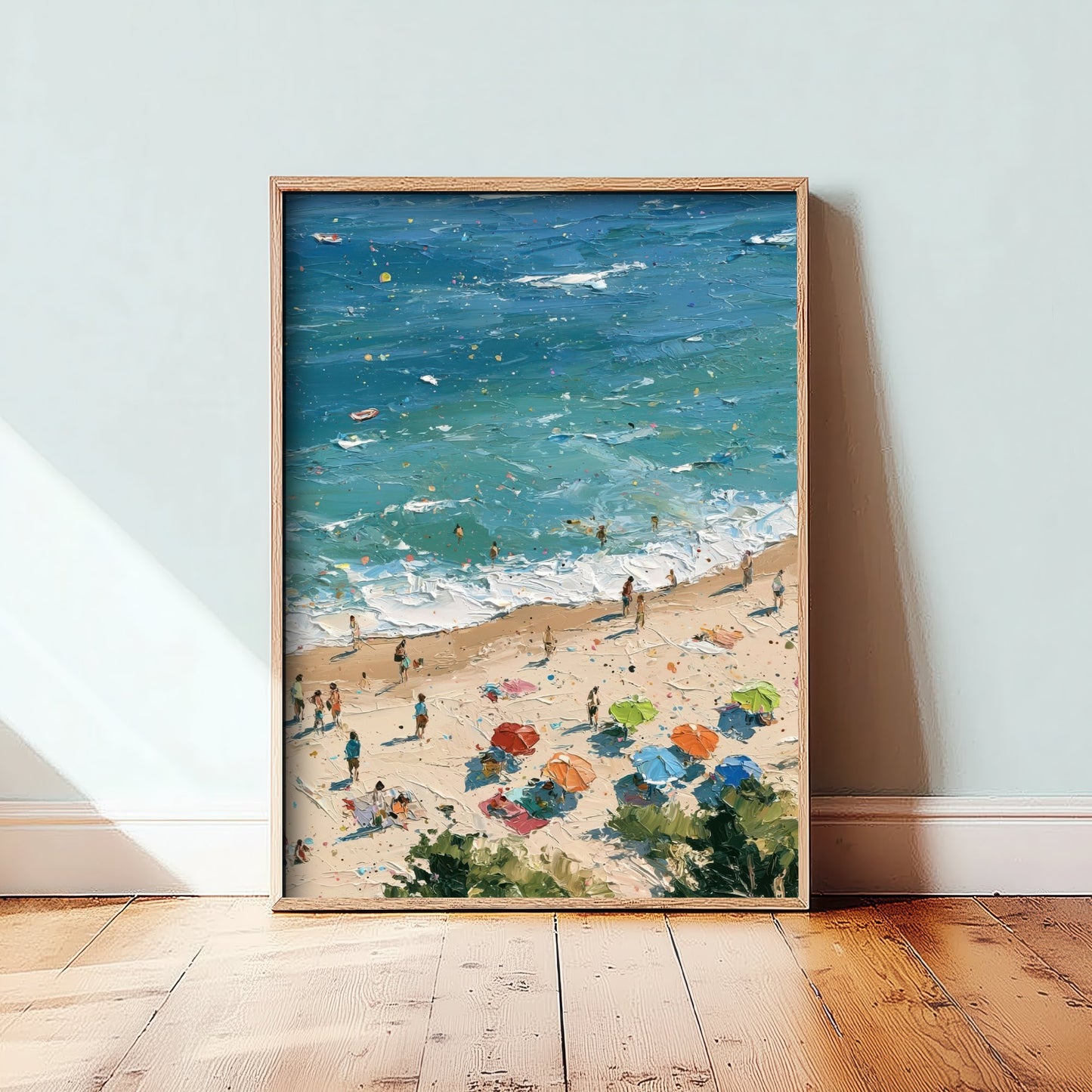 Formby Beach Travel Poster - Aerial Beach Art Print - Impasto Beach Painting - Merseyside Panel 2/3