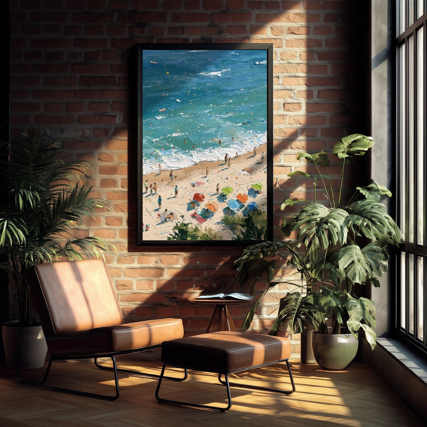 Formby Beach Travel Poster - Aerial Beach Art Print - Impasto Beach Painting - Merseyside Panel 2/3