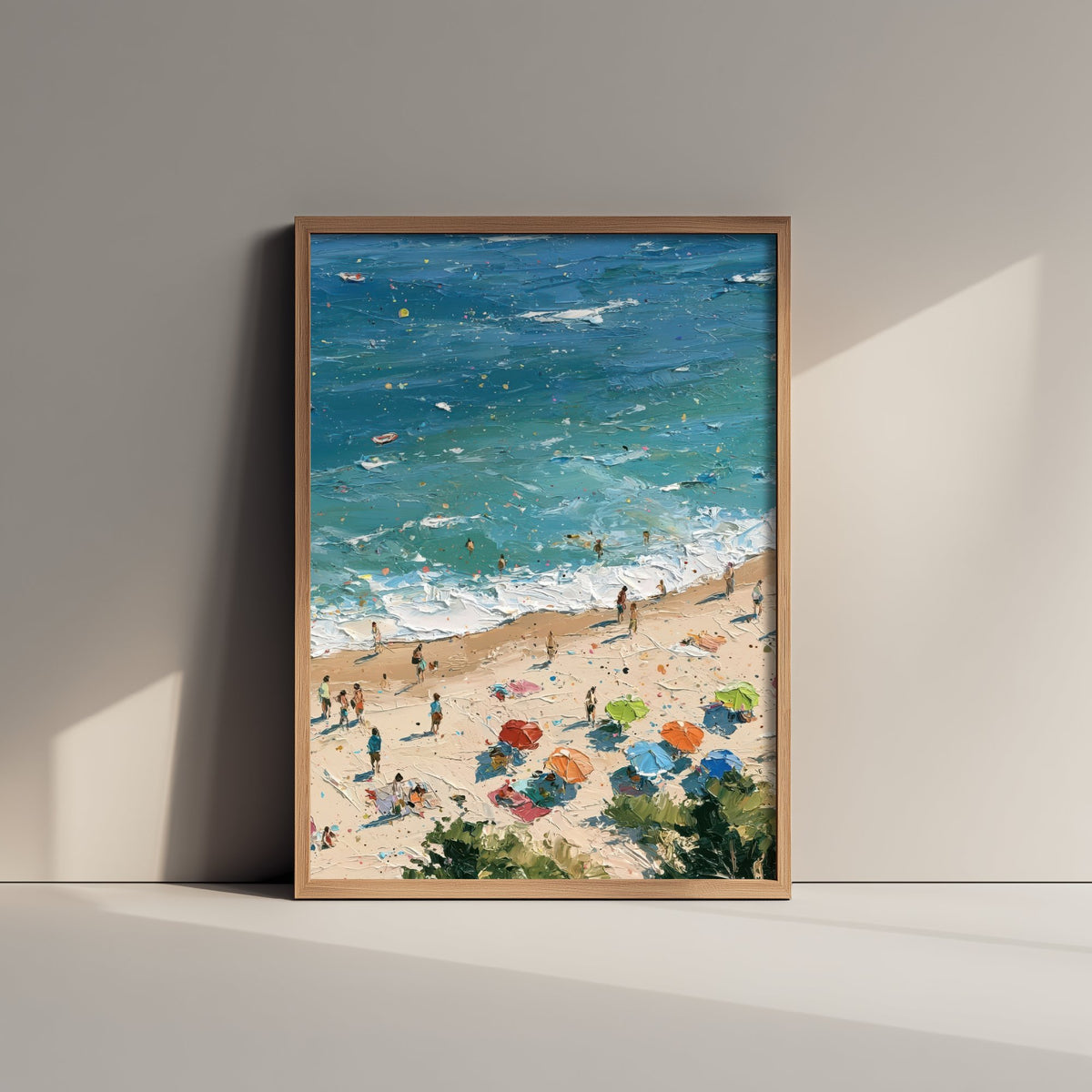Formby Beach Travel Poster - Aerial Beach Art Print - Impasto Beach Painting - Merseyside Panel 2/3