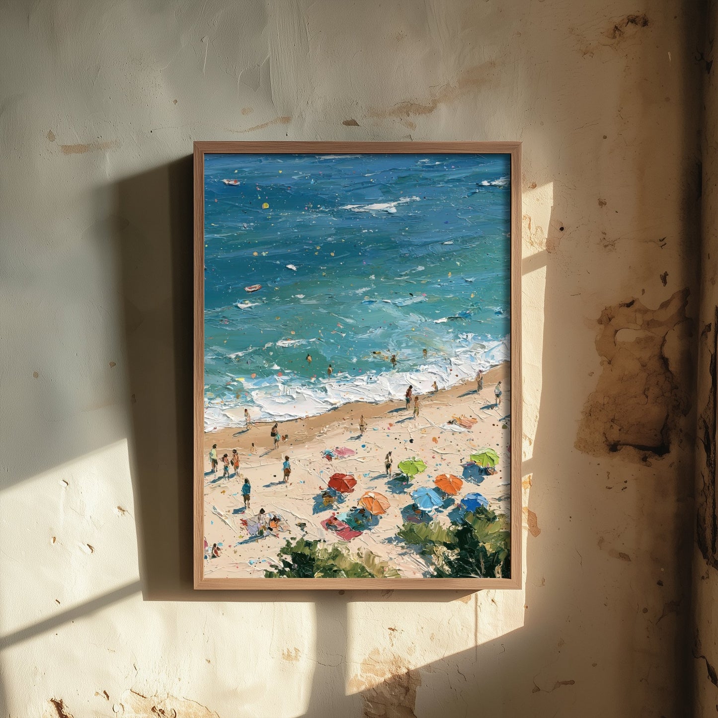 Formby Beach Travel Poster - Aerial Beach Art Print - Impasto Beach Painting - Merseyside Panel 2/3