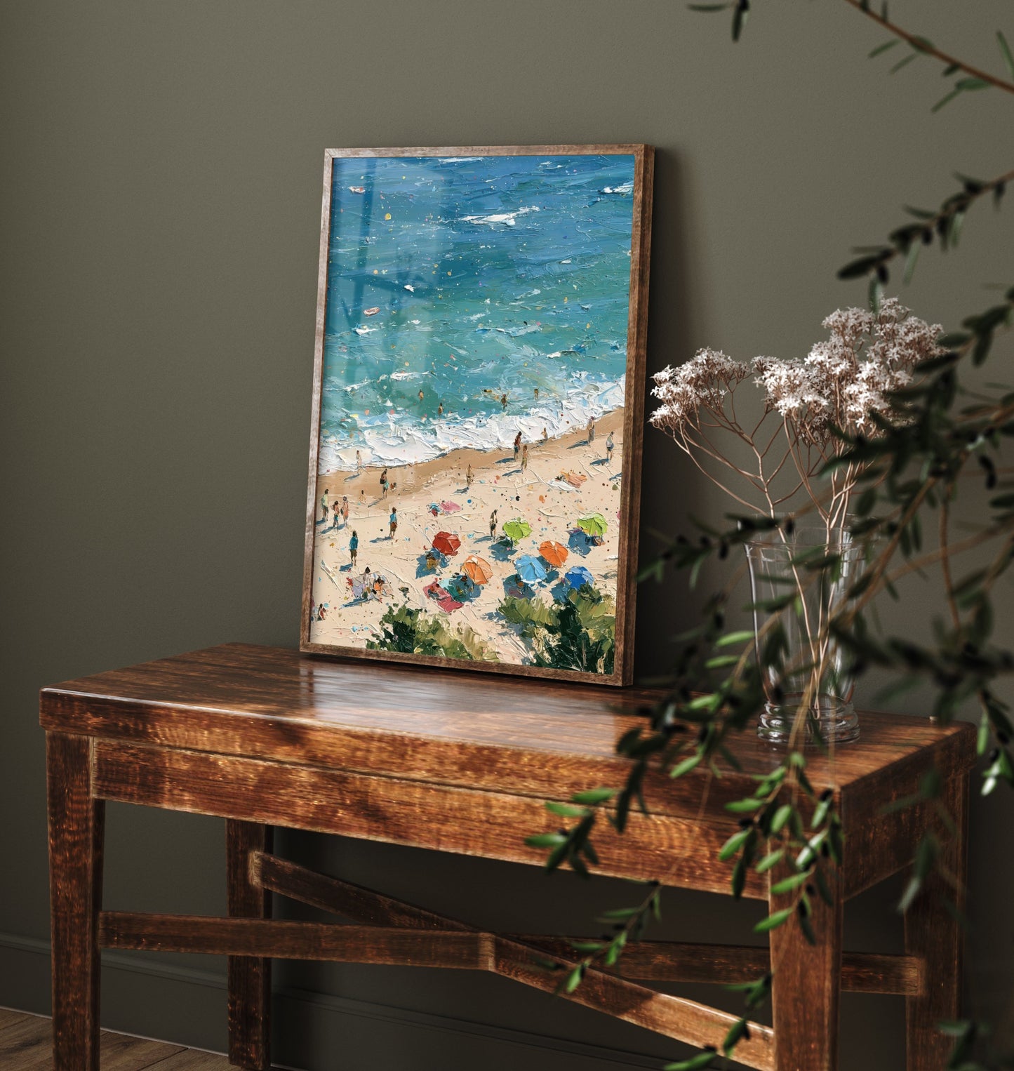 Formby Beach Travel Poster - Aerial Beach Art Print - Impasto Beach Painting - Merseyside Panel 2/3