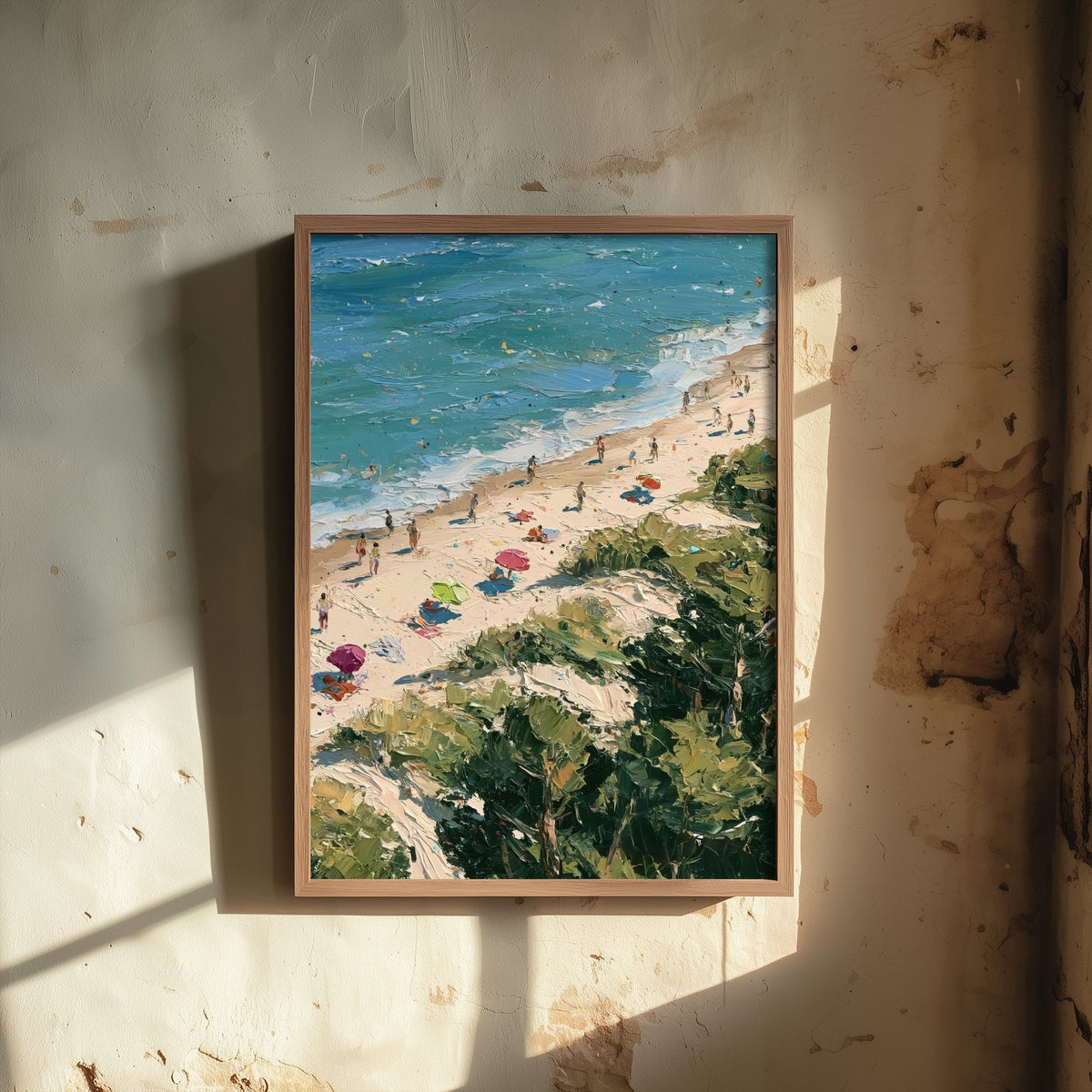 Formby Beach Travel Poster - Aerial Beach Art Print - Impasto Beach Painting - Merseyside Panel 3/3