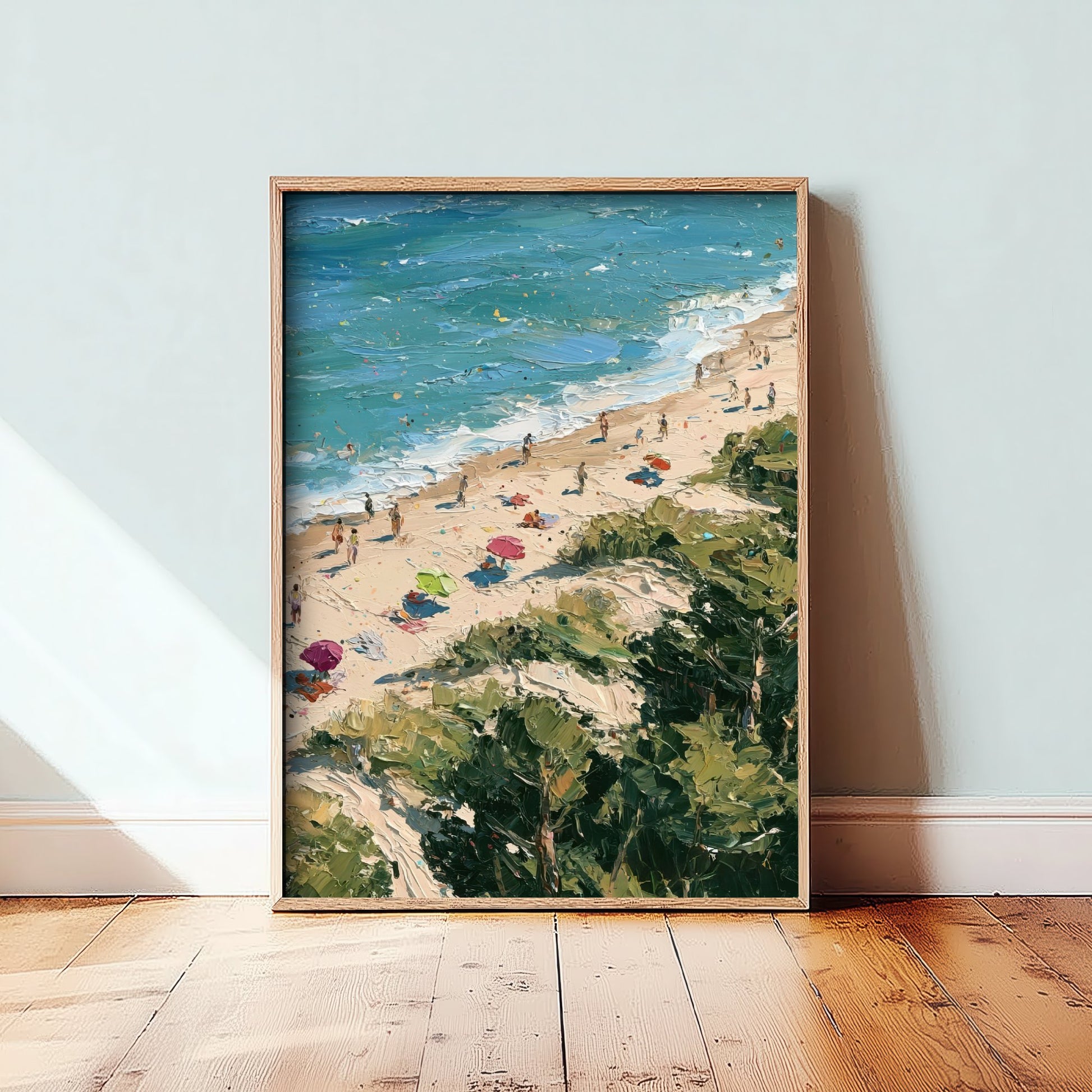 Formby Beach Travel Poster - Aerial Beach Art Print - Impasto Beach Painting - Merseyside Panel 3/3