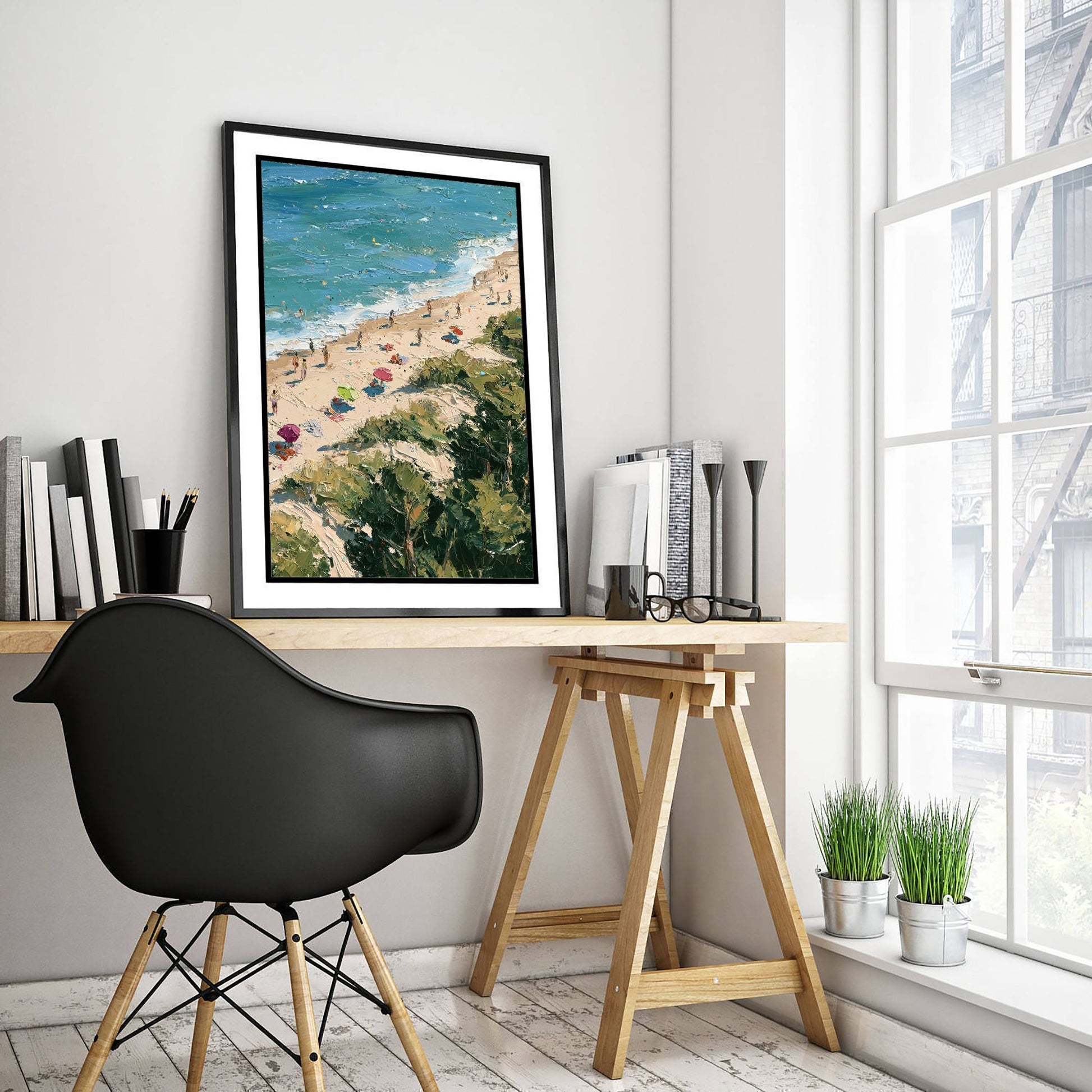 Formby Beach Travel Poster - Aerial Beach Art Print - Impasto Beach Painting - Merseyside Panel 3/3