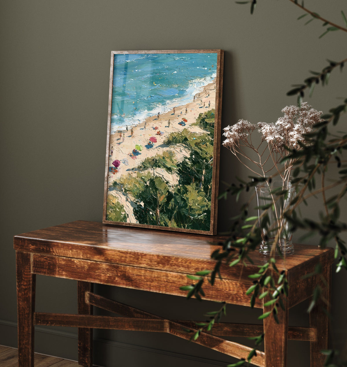 Formby Beach Travel Poster - Aerial Beach Art Print - Impasto Beach Painting - Merseyside Panel 3/3